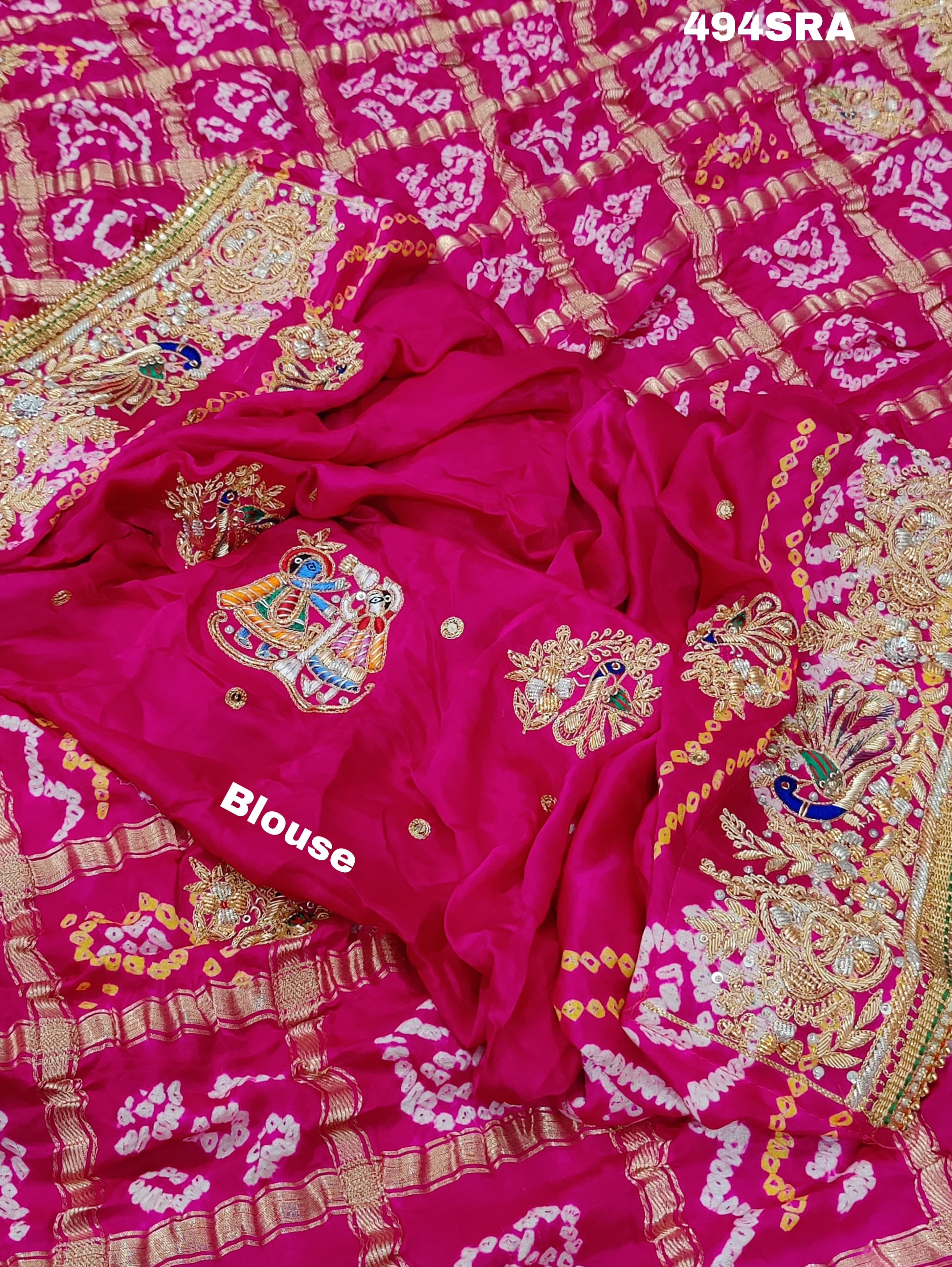 Bandhani Style saree with Gulin Jardozihandwork