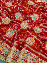 KcPc Pure Gaji Silk Bandhani Ghatchola in Kolkata Zardozi work Chunri Dupatta