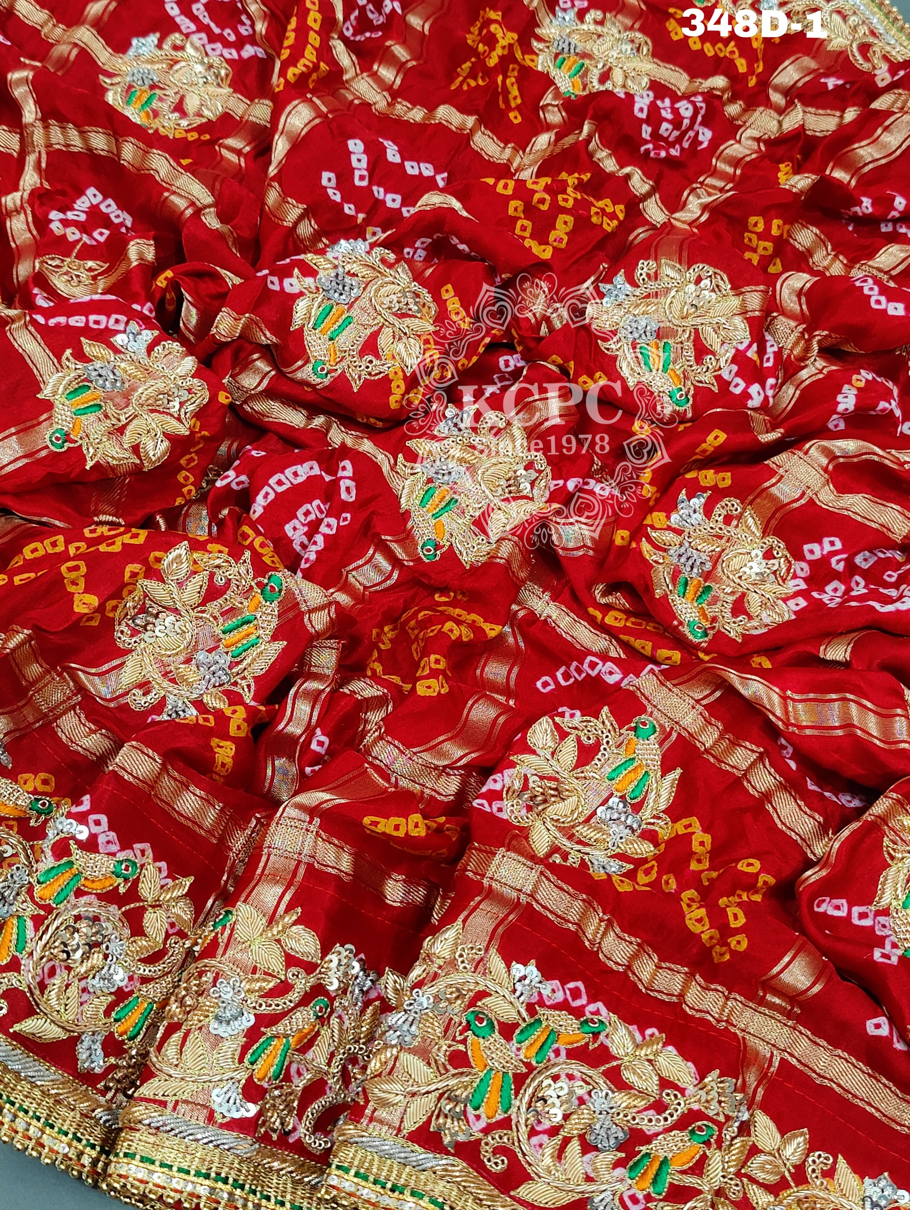 KcPc Pure Gaji Silk Bandhani Ghatchola in Kolkata Zardozi work Chunri Dupatta