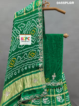 KcPc New Pure Gaji Silk Gharchola Bandhej Mirror Handwork Lehenga Set BTU