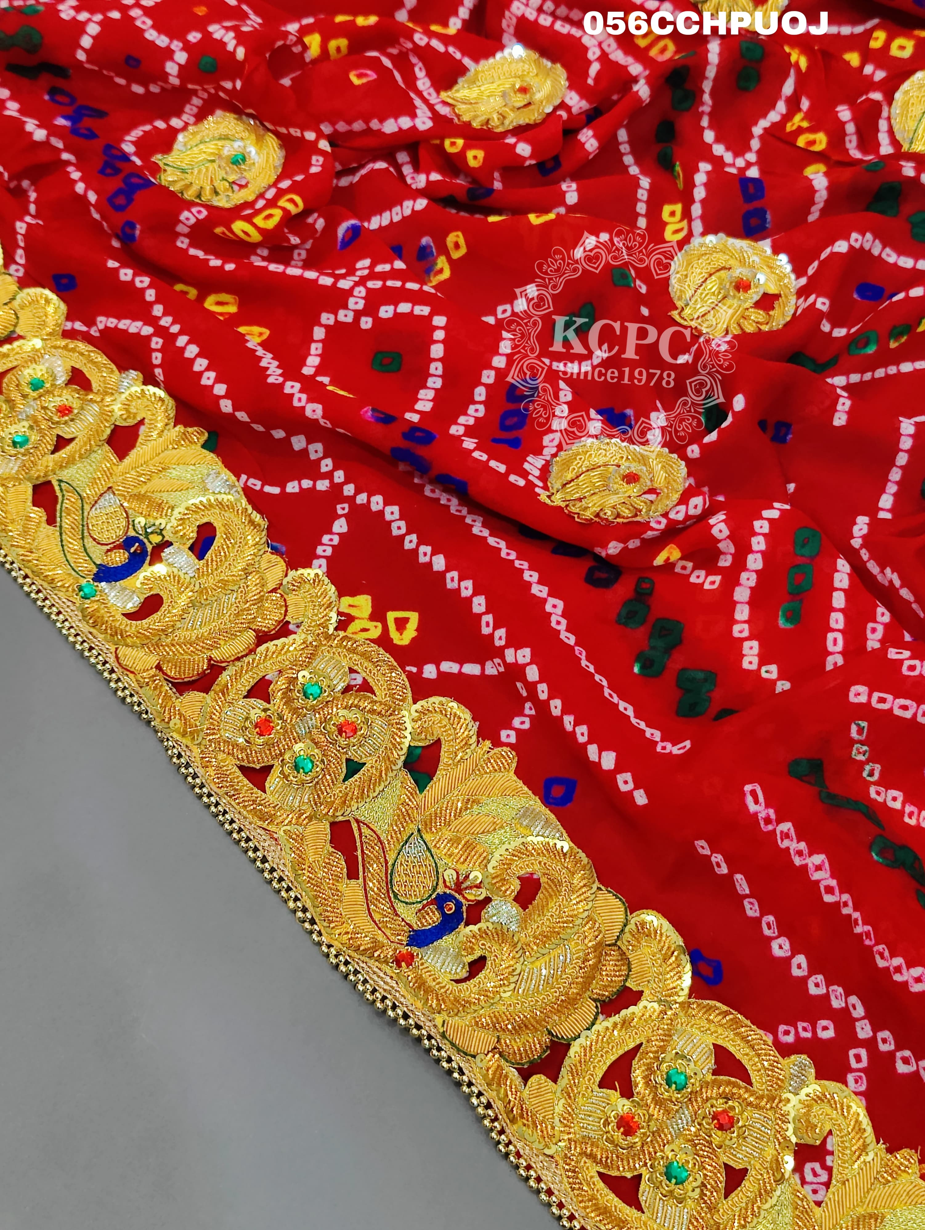 KcPc Heavy Belbutti pure Georgettte Odhna Swastik Belbuti Chunri (Pure Ojariya Fabric)