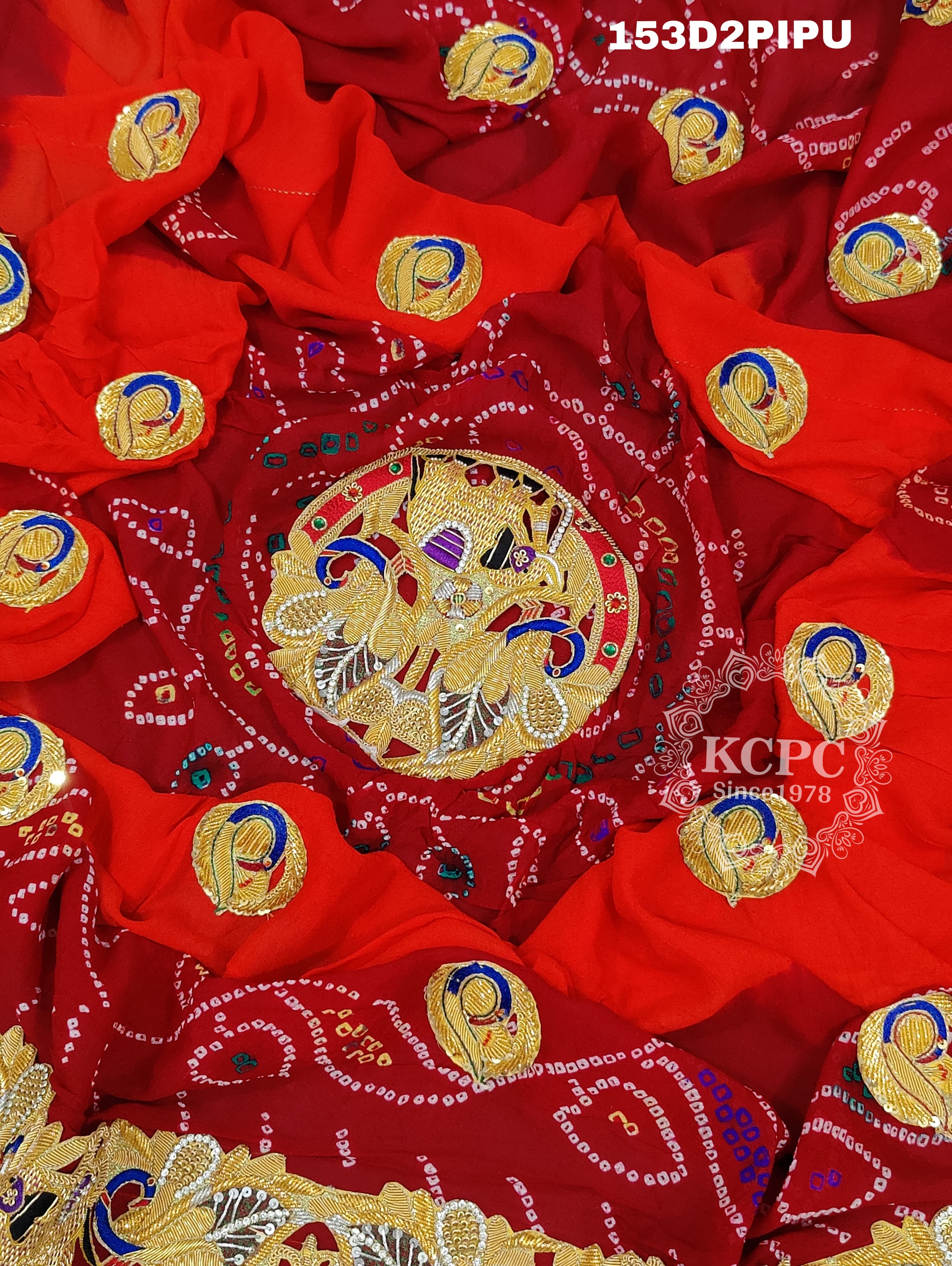 KcPc Traditional Jaipuri Chunri Pila Rajasthani Marriage Chundi Dupatta Piliya (Pure Georgette Fabric)