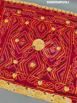 KcPc Latest Ethnic Indian Marriage Bridal Chunri Pila Odhna in peacock belbuti work Chunri (Pure Ojariya Fabric)