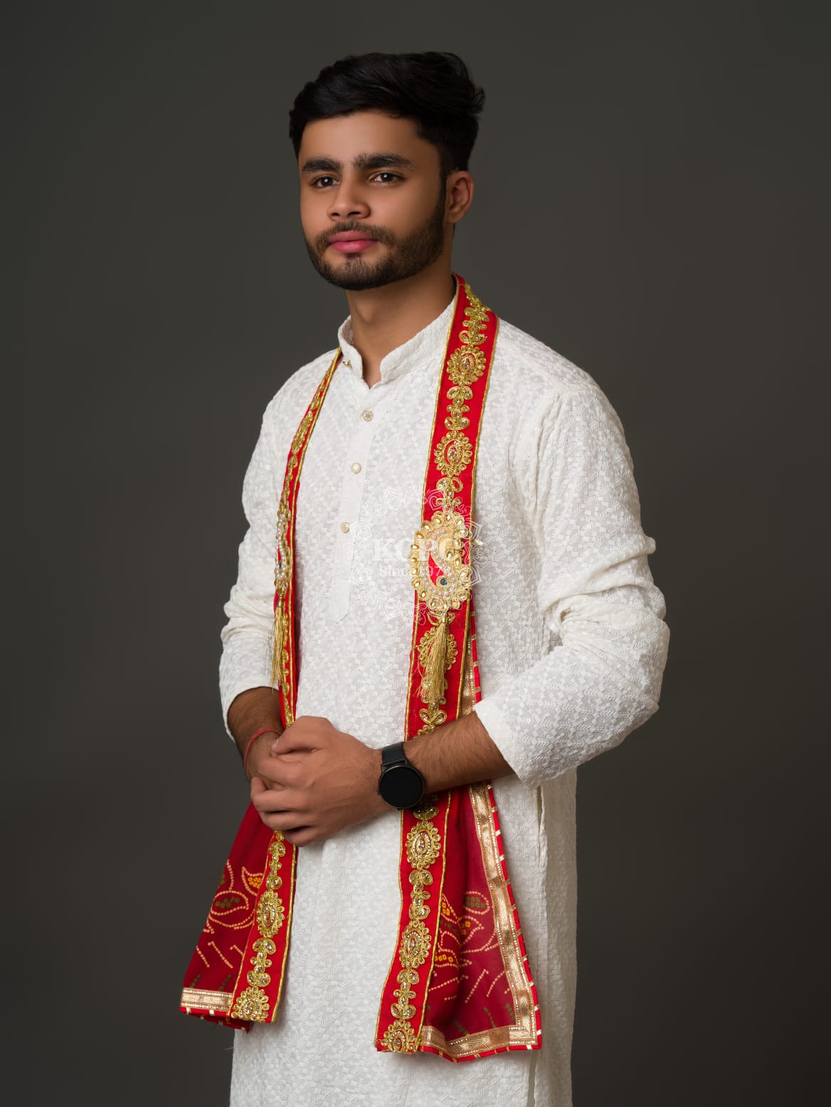 KcPc Pila Chunri Print Men's Dupatta For Mangal Path RSC