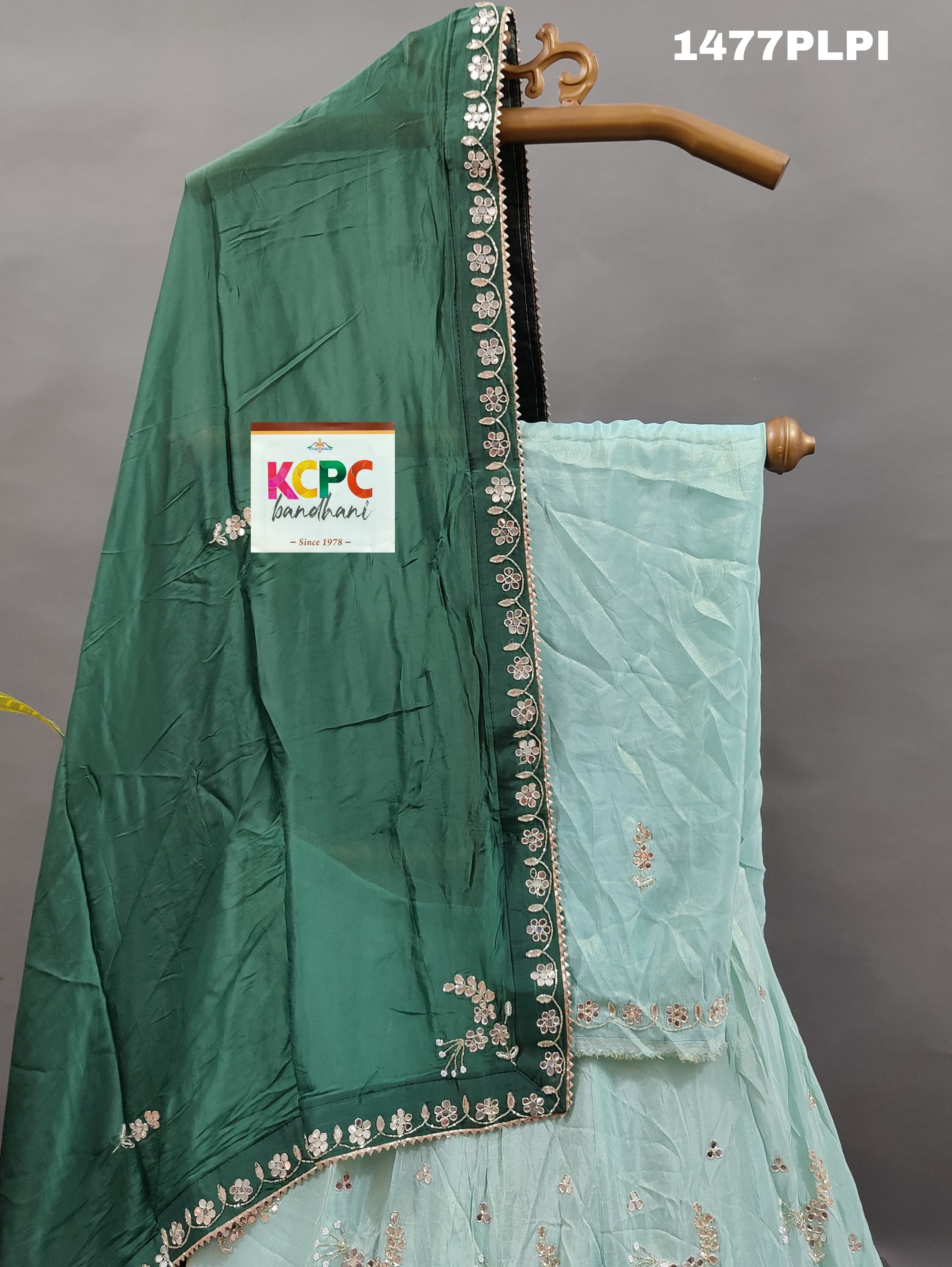 KcPc Beautiful Upada Silk with white Cutdana Beads Mirror Work Lehenga MAD