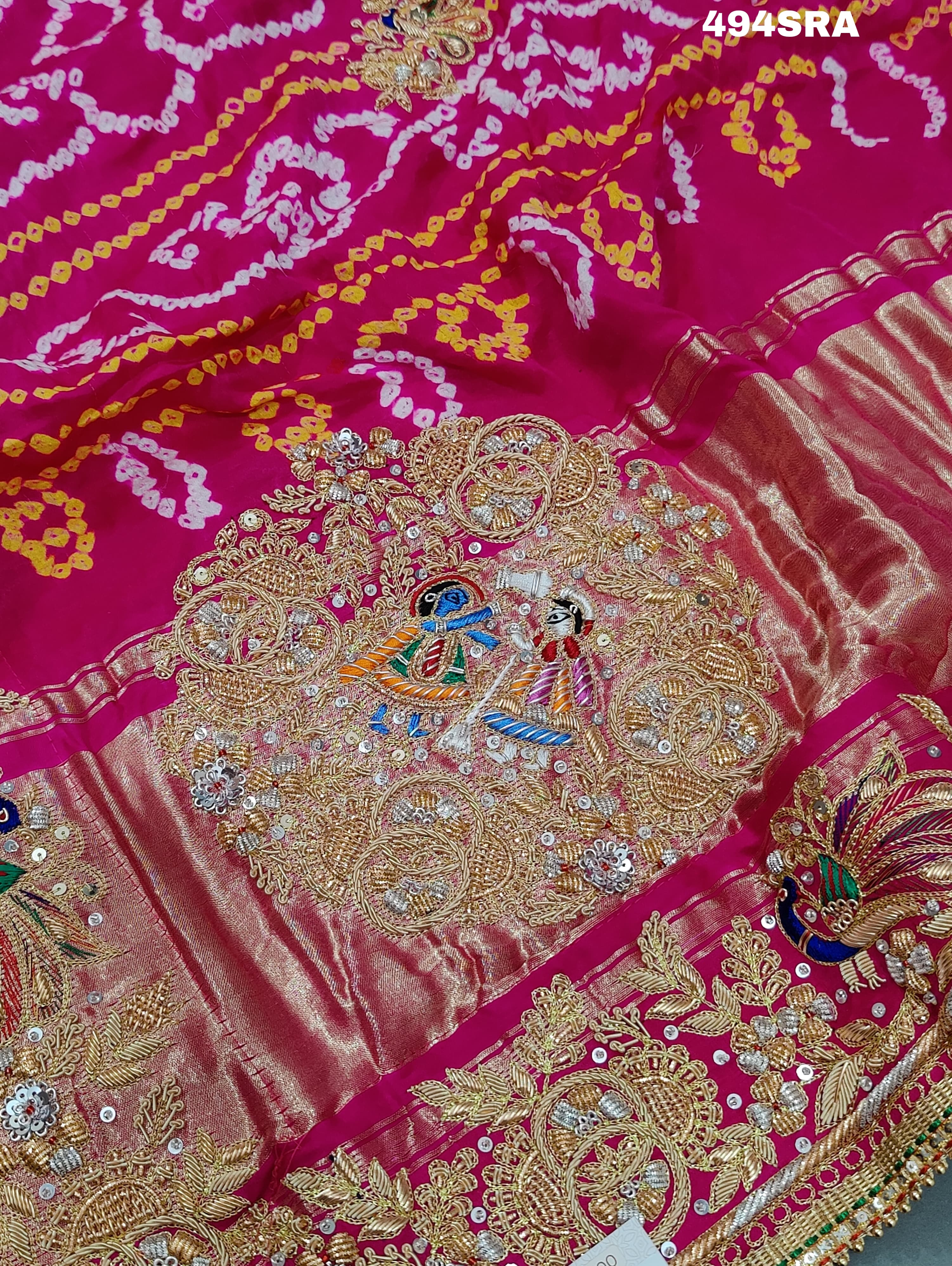 Bandhani Style saree with Gulin Jardozihandwork