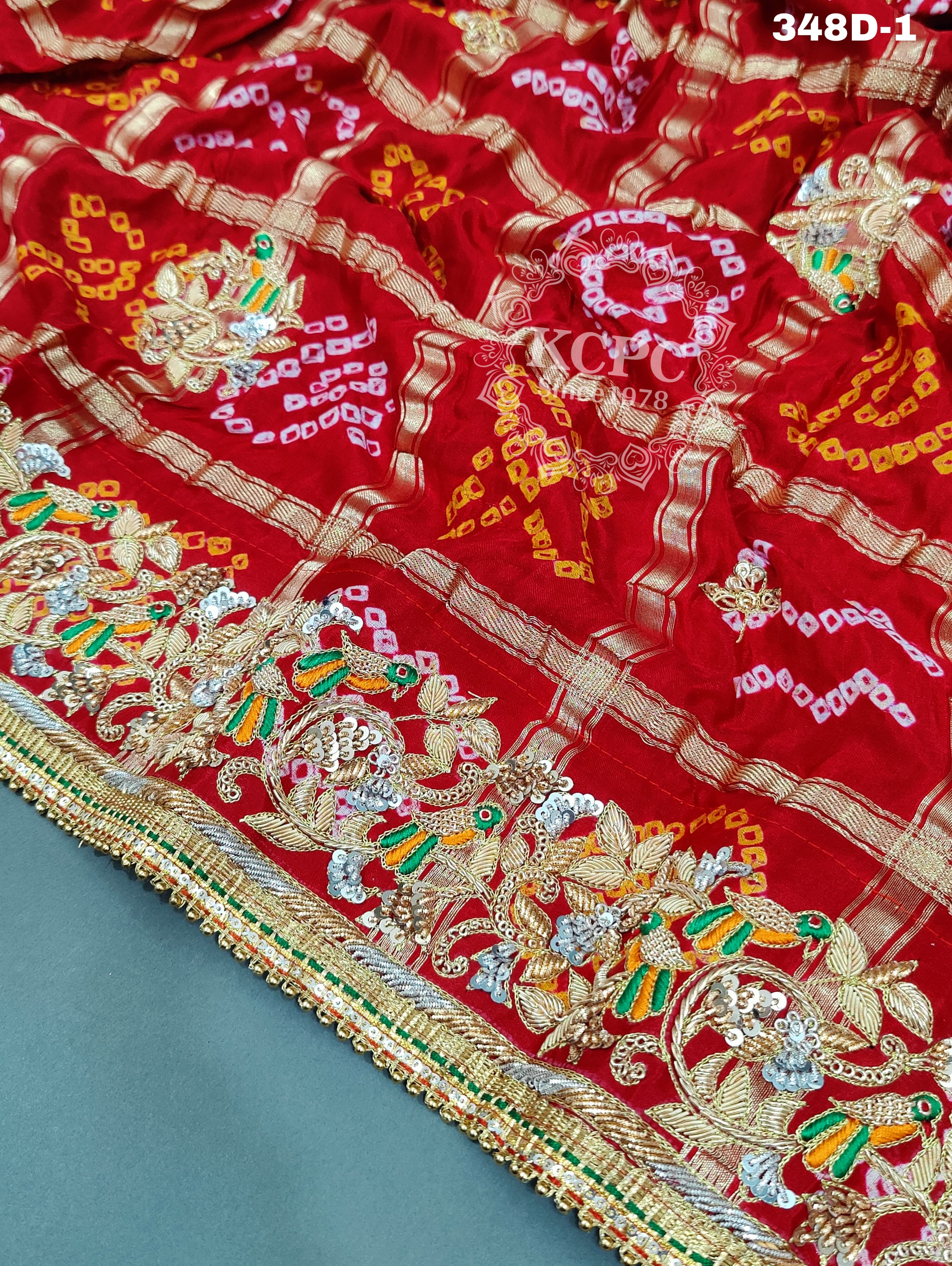KcPc Pure Gaji Silk Bandhani Ghatchola in Kolkata Zardozi work Chunri Dupatta