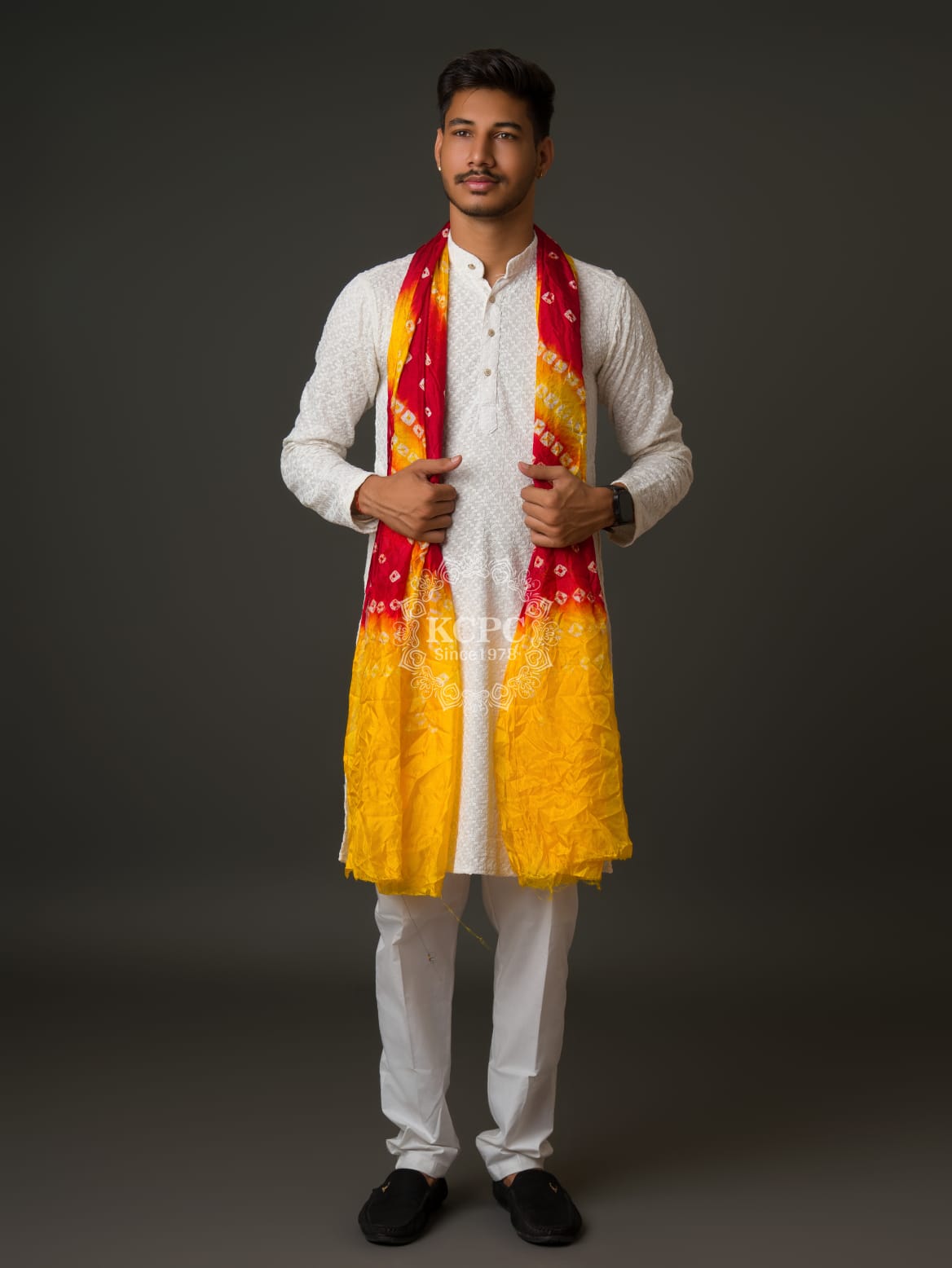KcPc Bandhej art silk Men's Dupatta For Every Events
