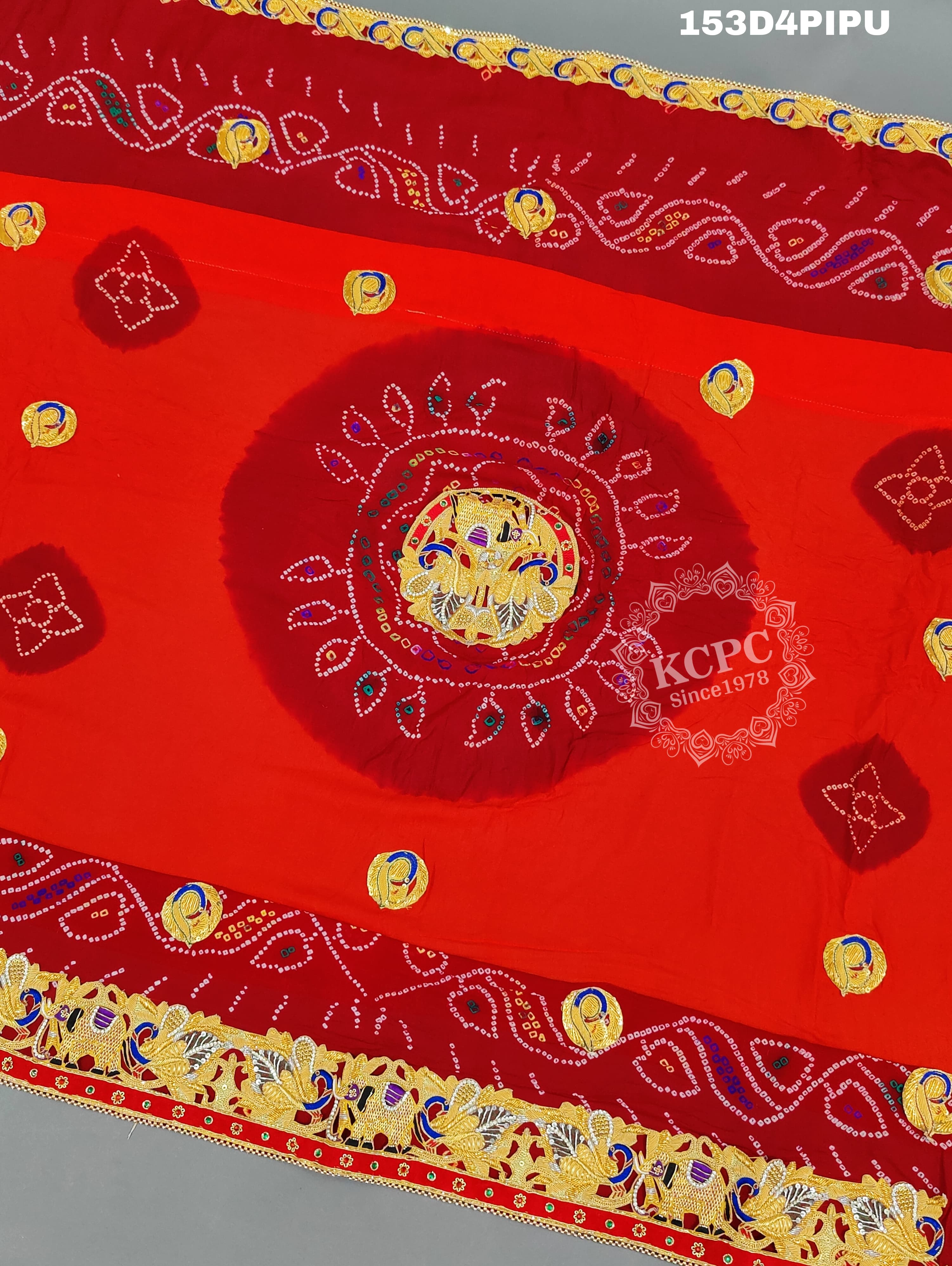 KcPc Traditional Jaipuri Chunri Pila Rajasthani Marriage Chundi DupattaPiliya (Pure Ojariya Fabric)