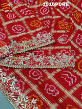 KcPc New Beautiful pure Gaji Silk Bandhani Gotapatti Work Dupatta RS