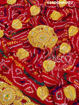 KcPc Marriage Purpose Chunri Pilia Dupatta 1.5 pat Traditional Chakra Belbuti Chunri (Pure Ojariya Fabric)