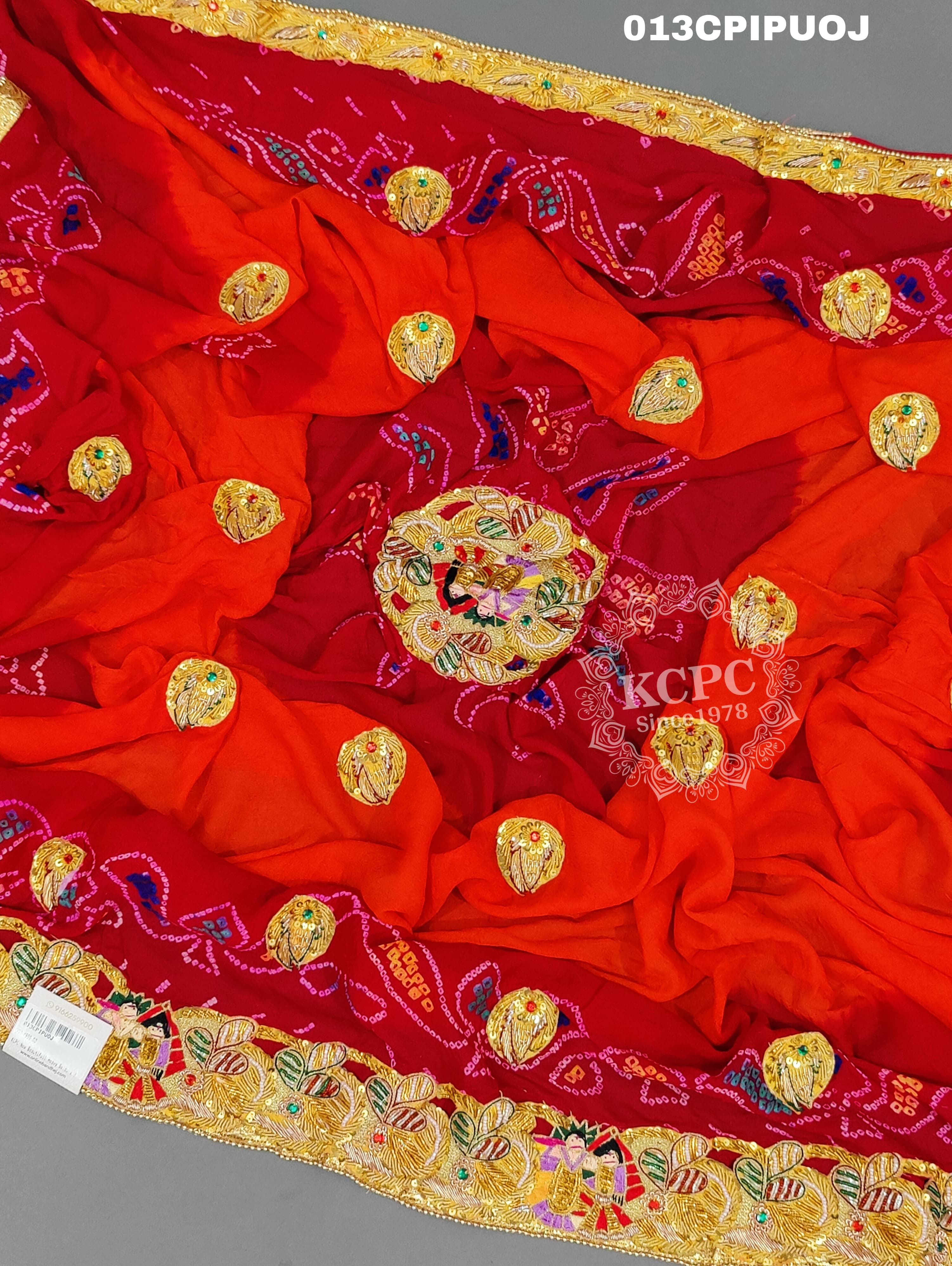 KcPc New Beautifull Heavy Belbuti jaipuri Odhna Pila(Pure Ojariya Fabric)