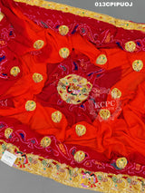 KcPc New Beautifull Heavy Belbuti jaipuri Odhna Pila(Pure Ojariya Fabric)