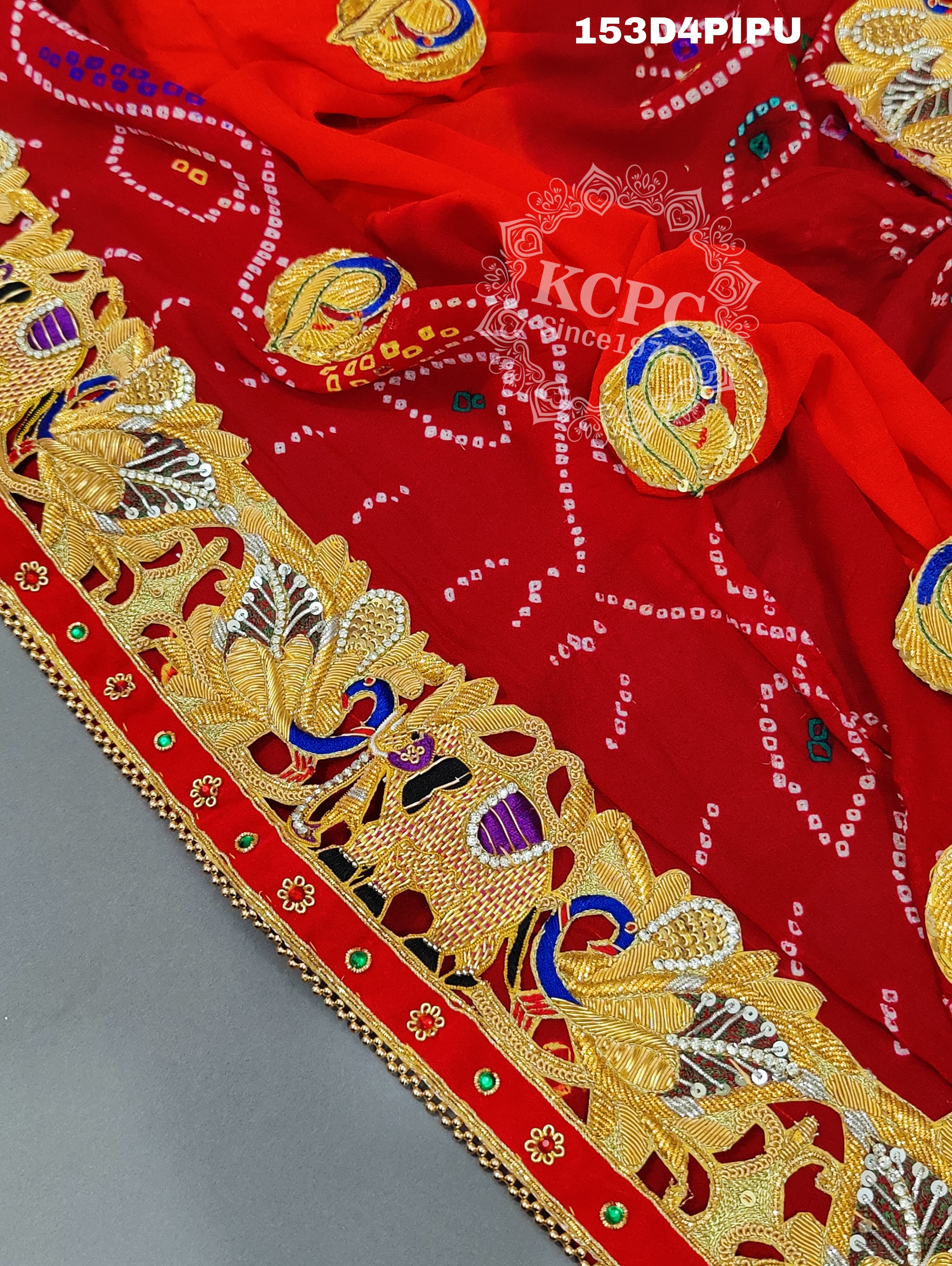 KcPc Traditional Jaipuri Chunri Pila Rajasthani Marriage Chundi DupattaPiliya (Pure Ojariya Fabric)