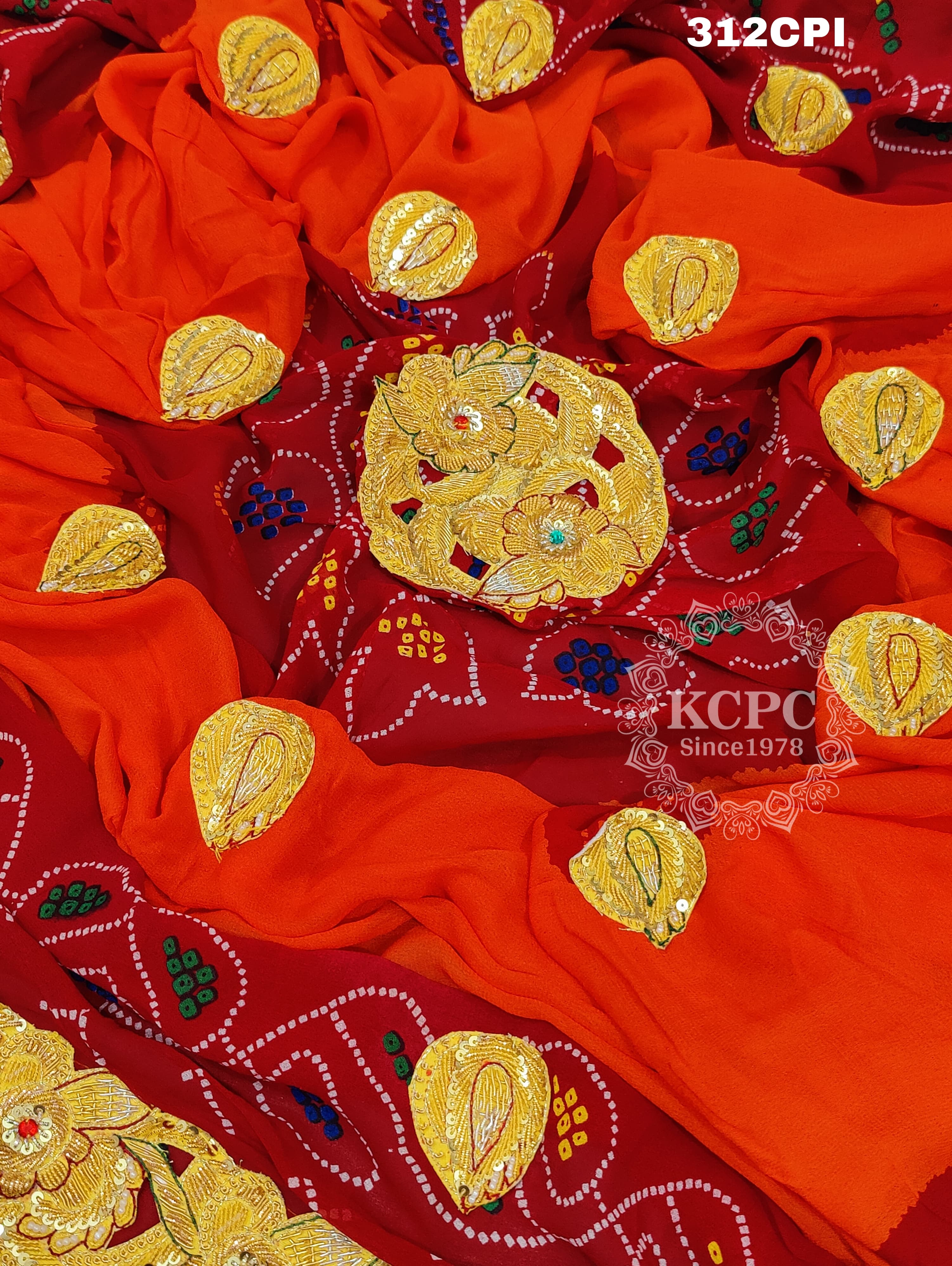 KcPc New Heavy Belbutti Pure Georgette Piliya Odhna