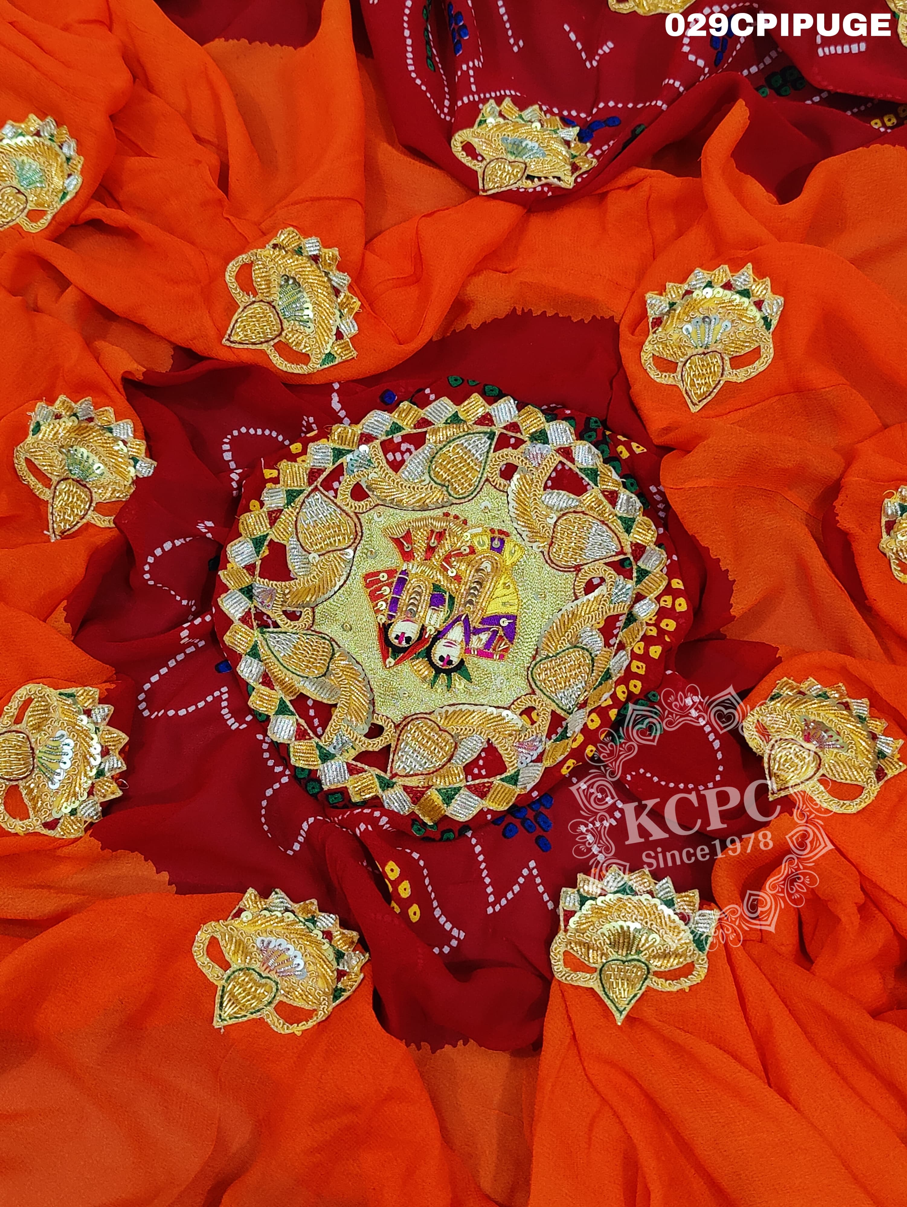 KcPc Marwadi Pila Pure Georgette Bel Buti Heavy Odhna