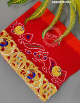 KcPc Heavy Belbutti Pure Georgette odhna Swastik Belbutti Pila (Pure ojariya Fabric)