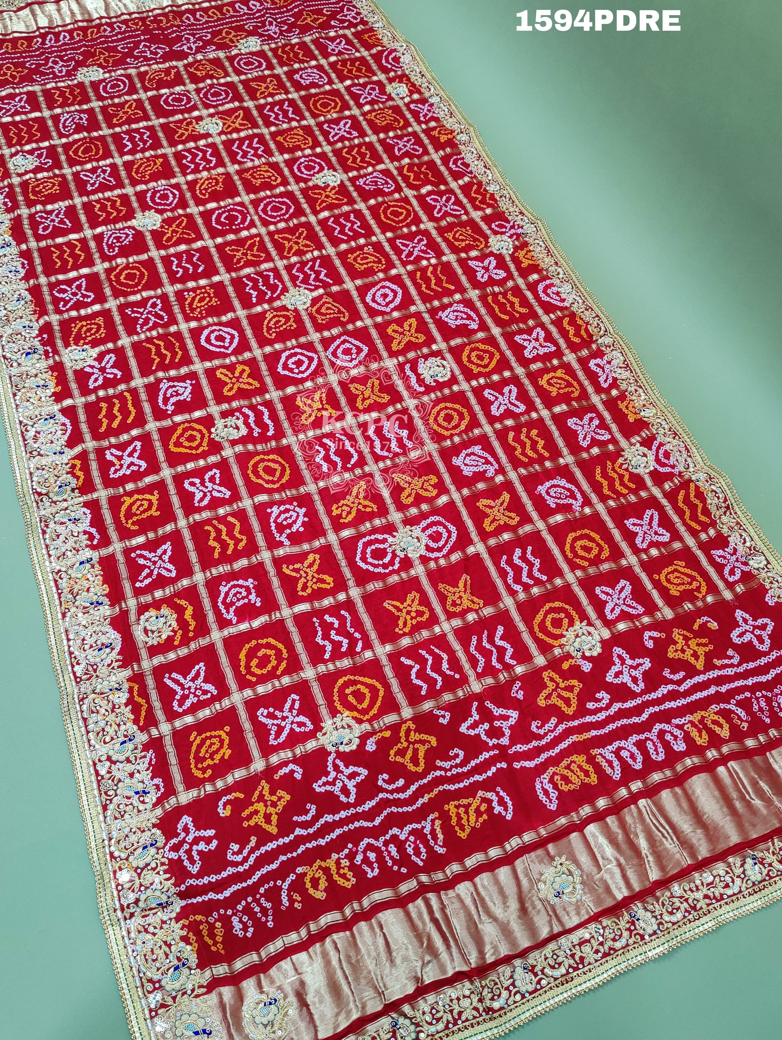 KcPc Rajasthani Pure Gaji Silk Heavy Zardoji Work Odhna