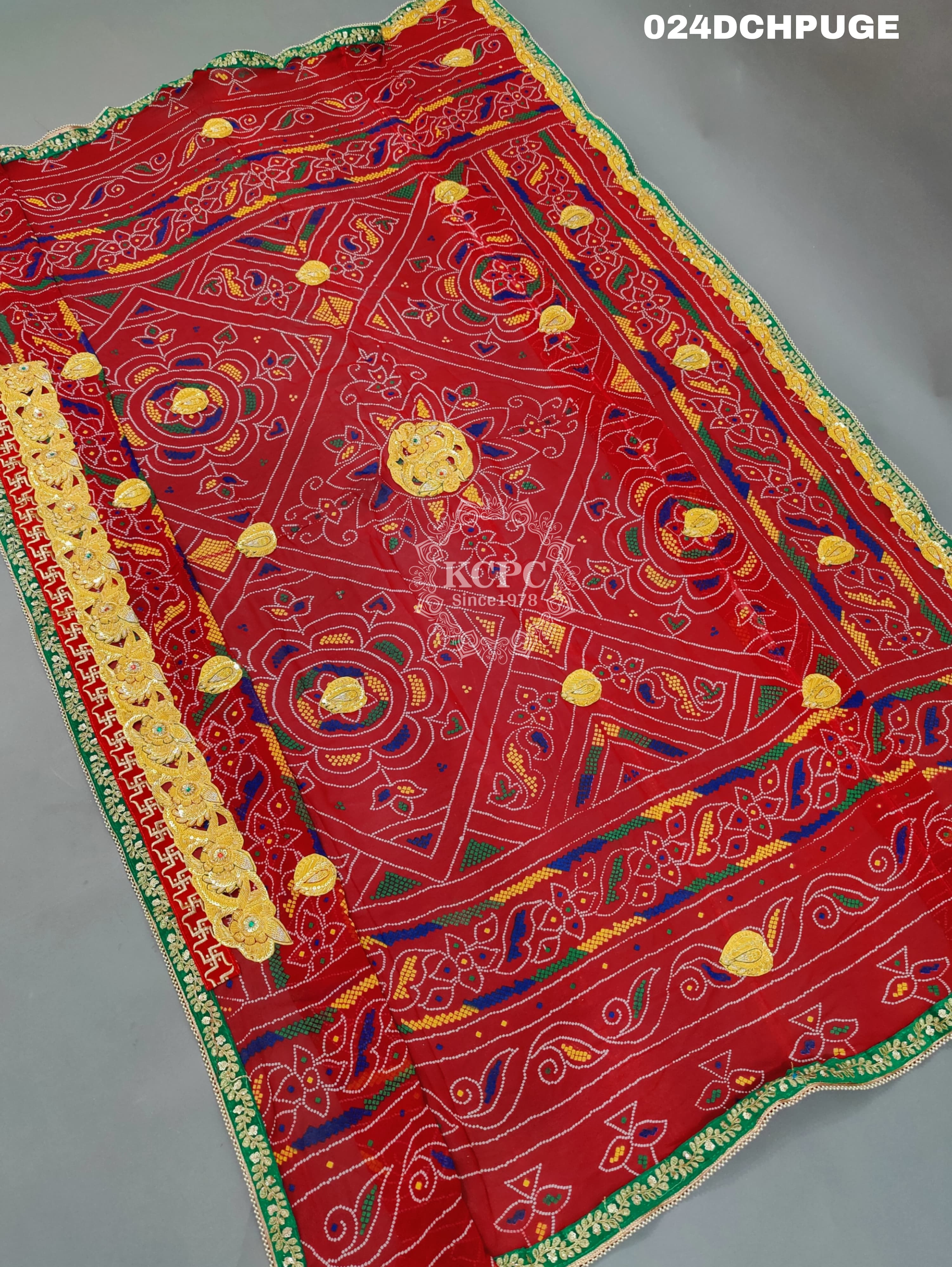 KcPc Marriage Purpose Chunri Pilia Dupatta 1.5 pat Traditional Chunri (Pure Georgette Fabric)