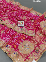 Bandhani Style saree with Gulin Jardozihandwork