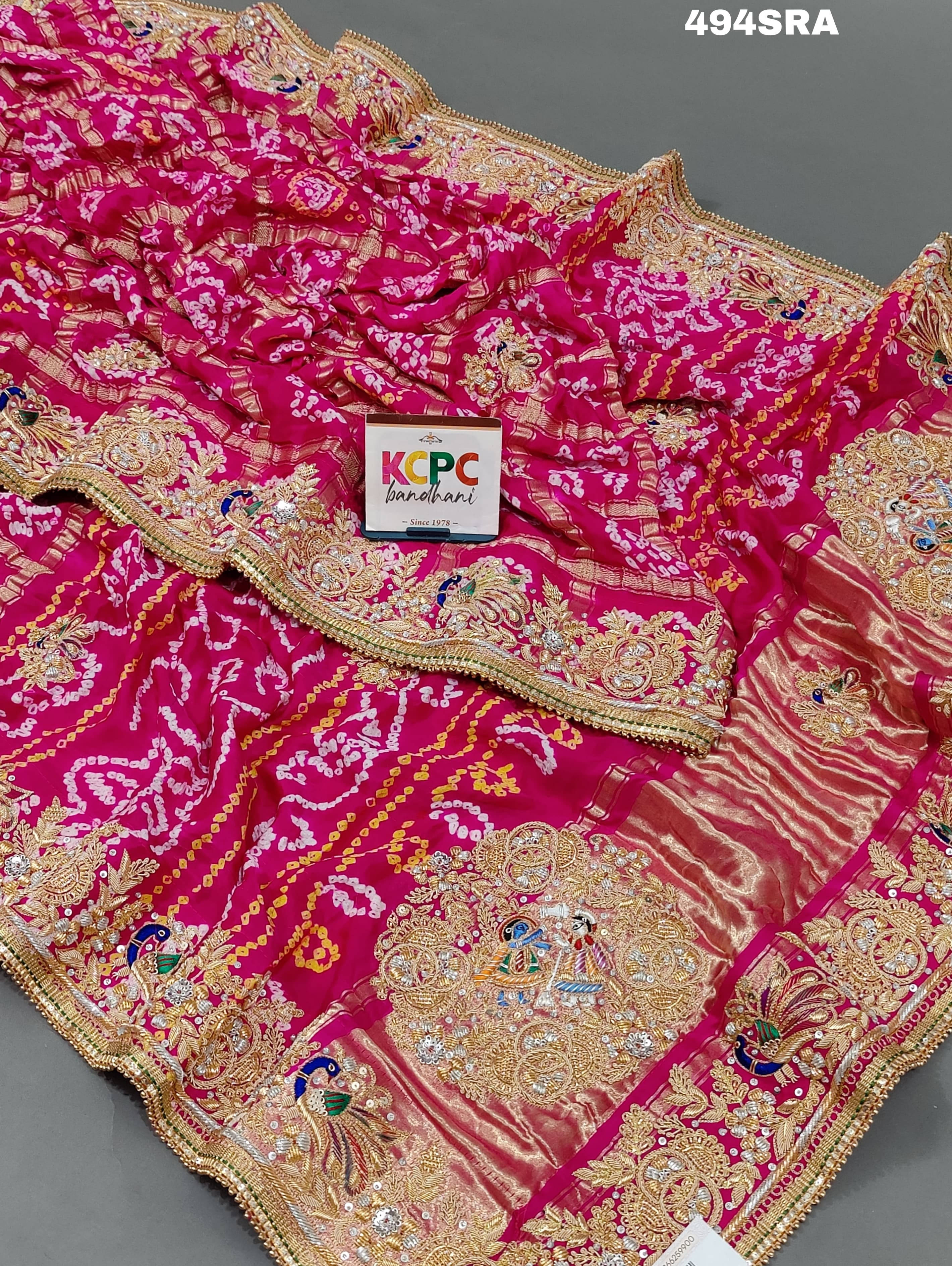 Bandhani Style saree with Gulin Jardozihandwork