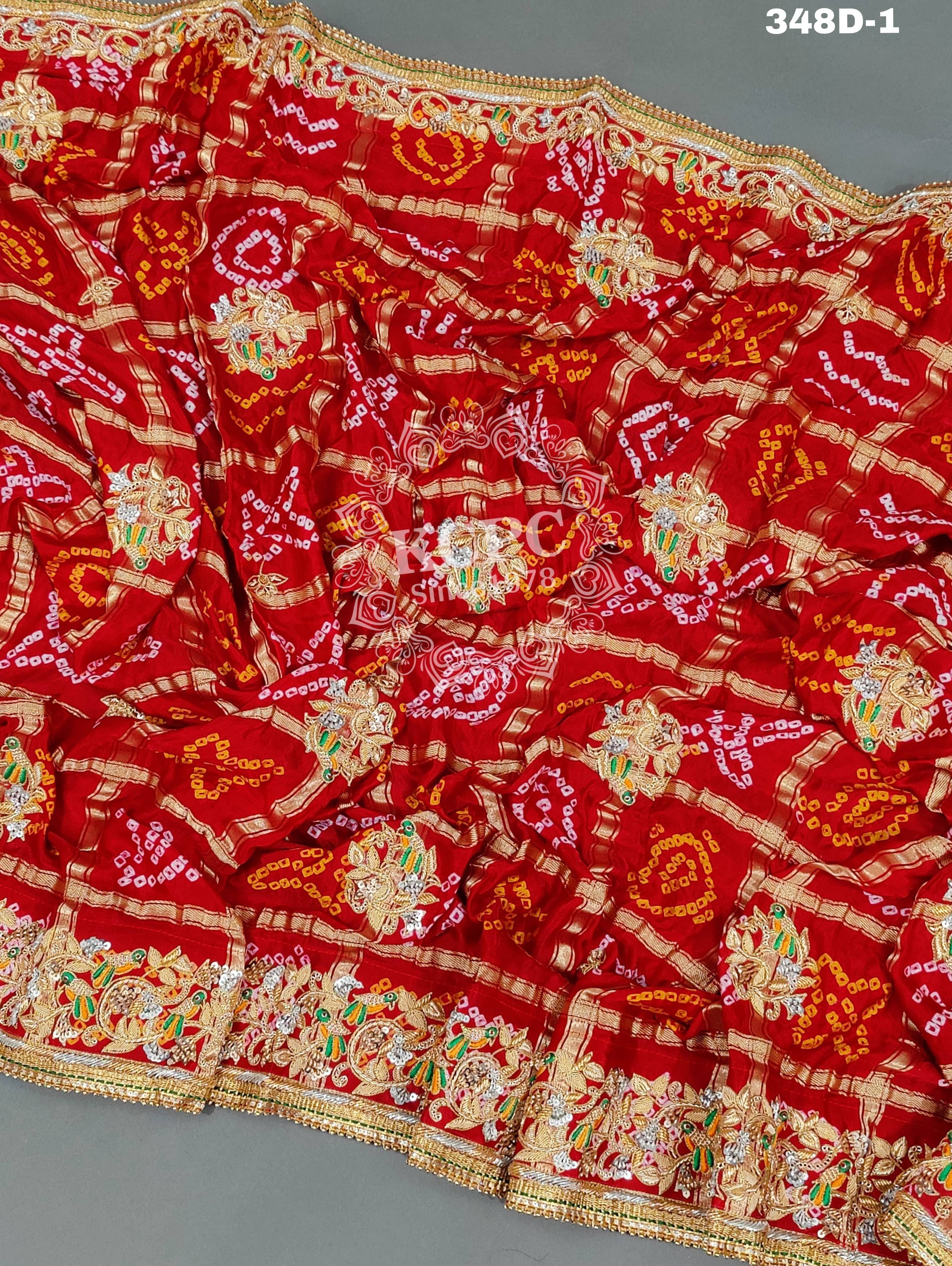 KcPc Pure Gaji Silk Bandhani Ghatchola in Kolkata Zardozi work Chunri Dupatta