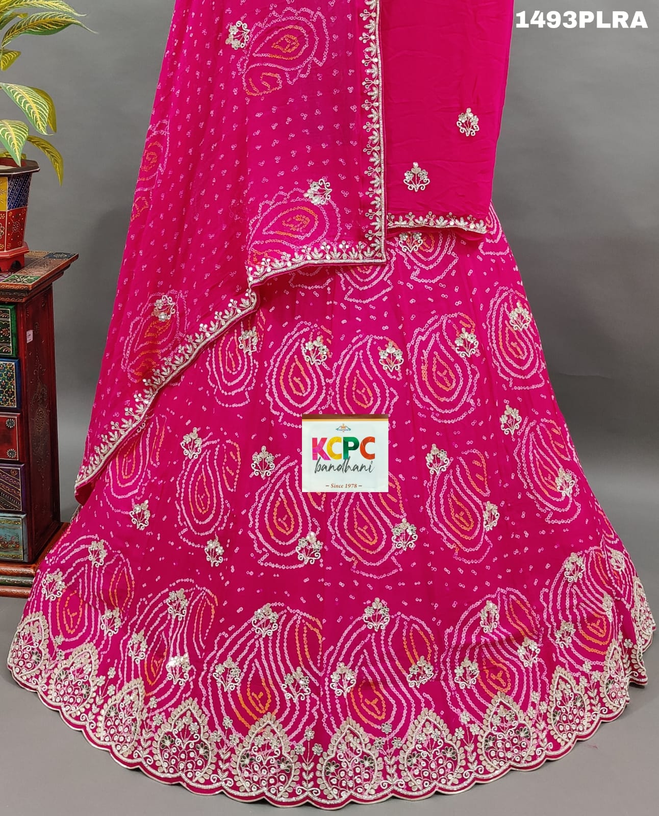 KcPc Designer Pure Ojariya Chinon Cutdana Gota patti Mirror work Lehenga MAD