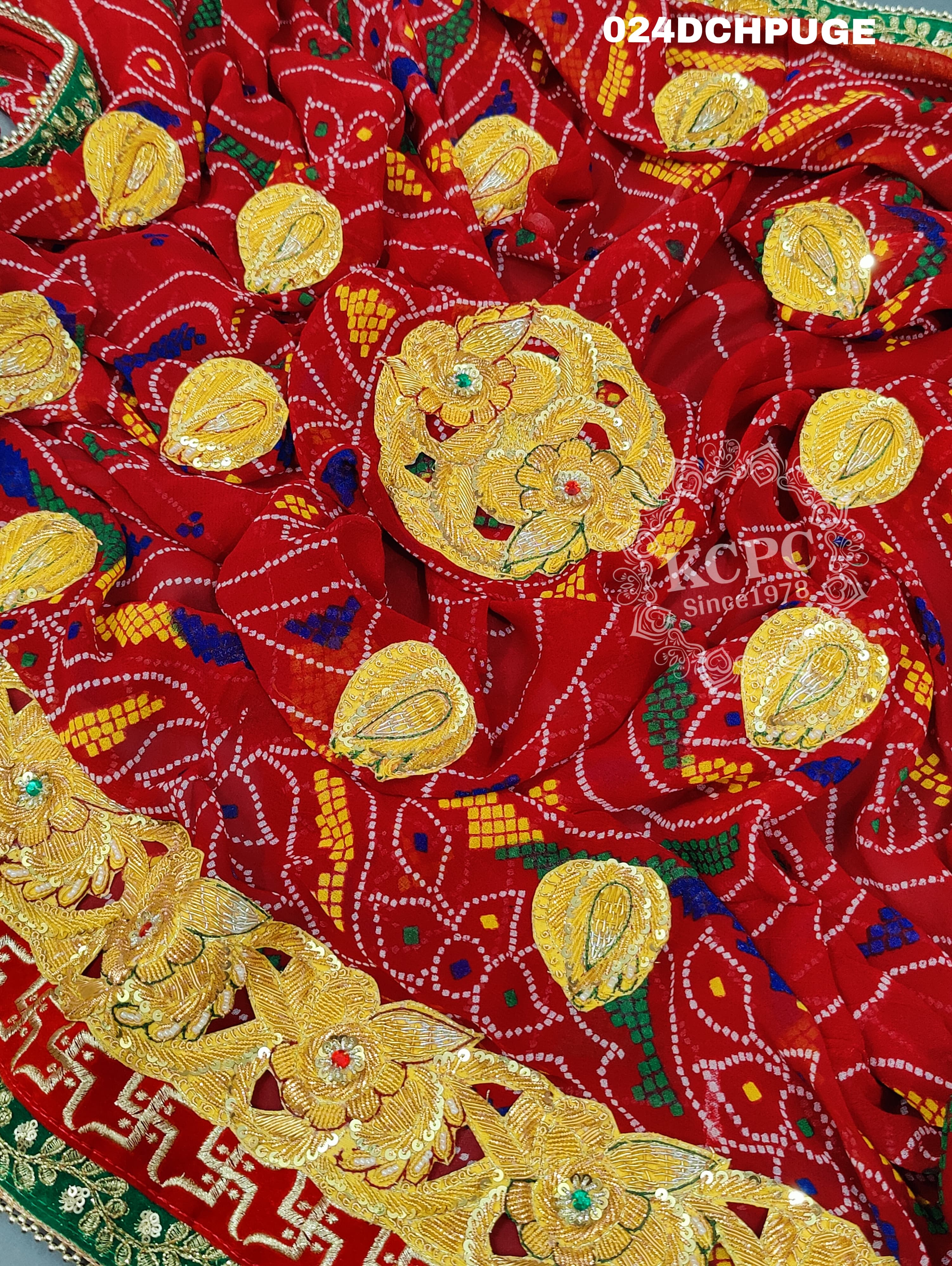 KcPc Marriage Purpose Chunri Pilia Dupatta 1.5 pat Traditional Chunri (Pure Georgette Fabric)