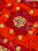 KcPc New Beautifull Heavy Belbuti jaipuri Odhna Pila(Pure Ojariya Fabric)
