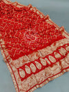 KcPc Pure Georgette Bandhani Banarsi Weaving Cut work Border Dupatta