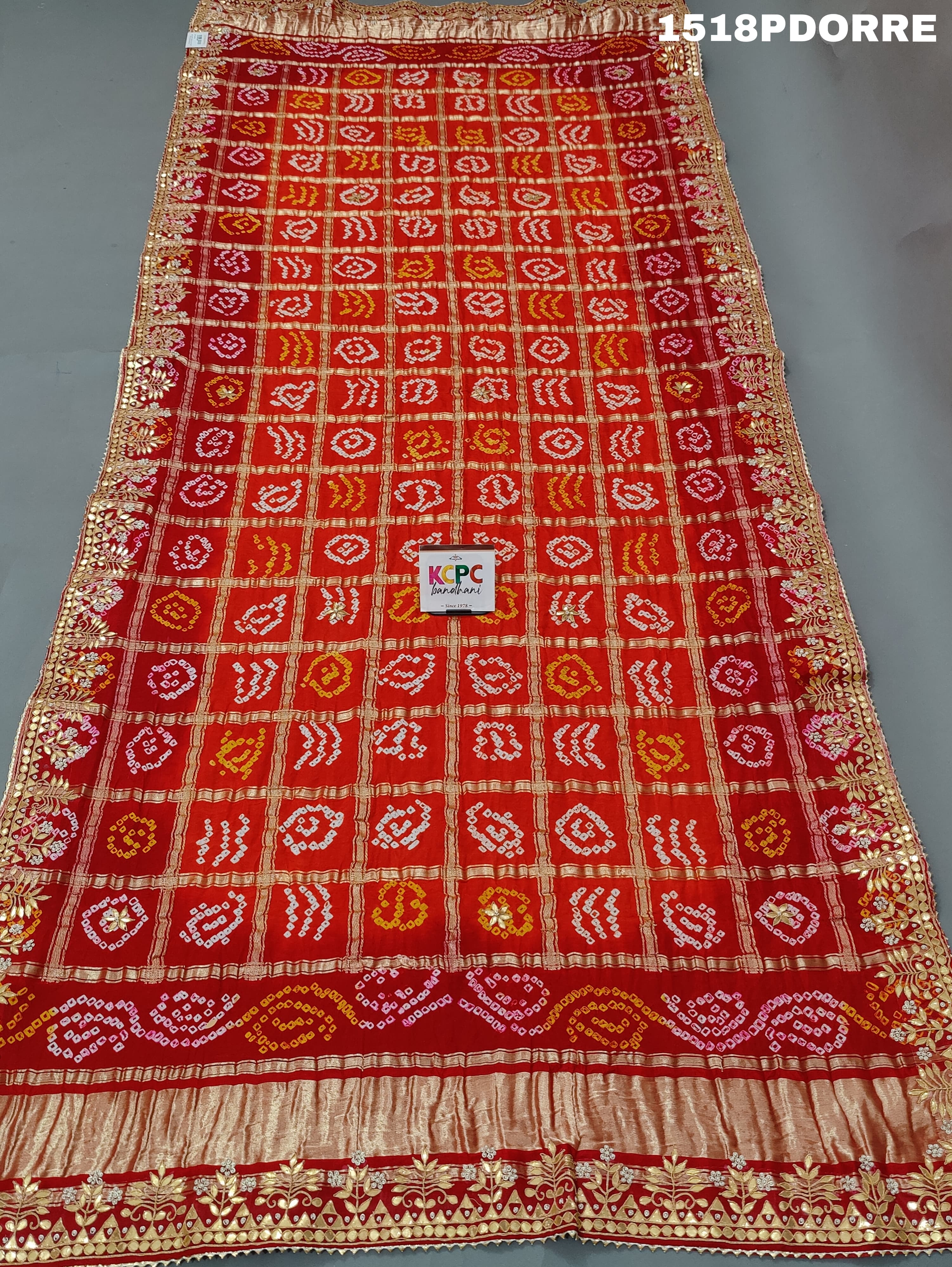 KcPc New Beautiful pure gaji silk bandhani gharchola Gotapatti Work Dupatta RS