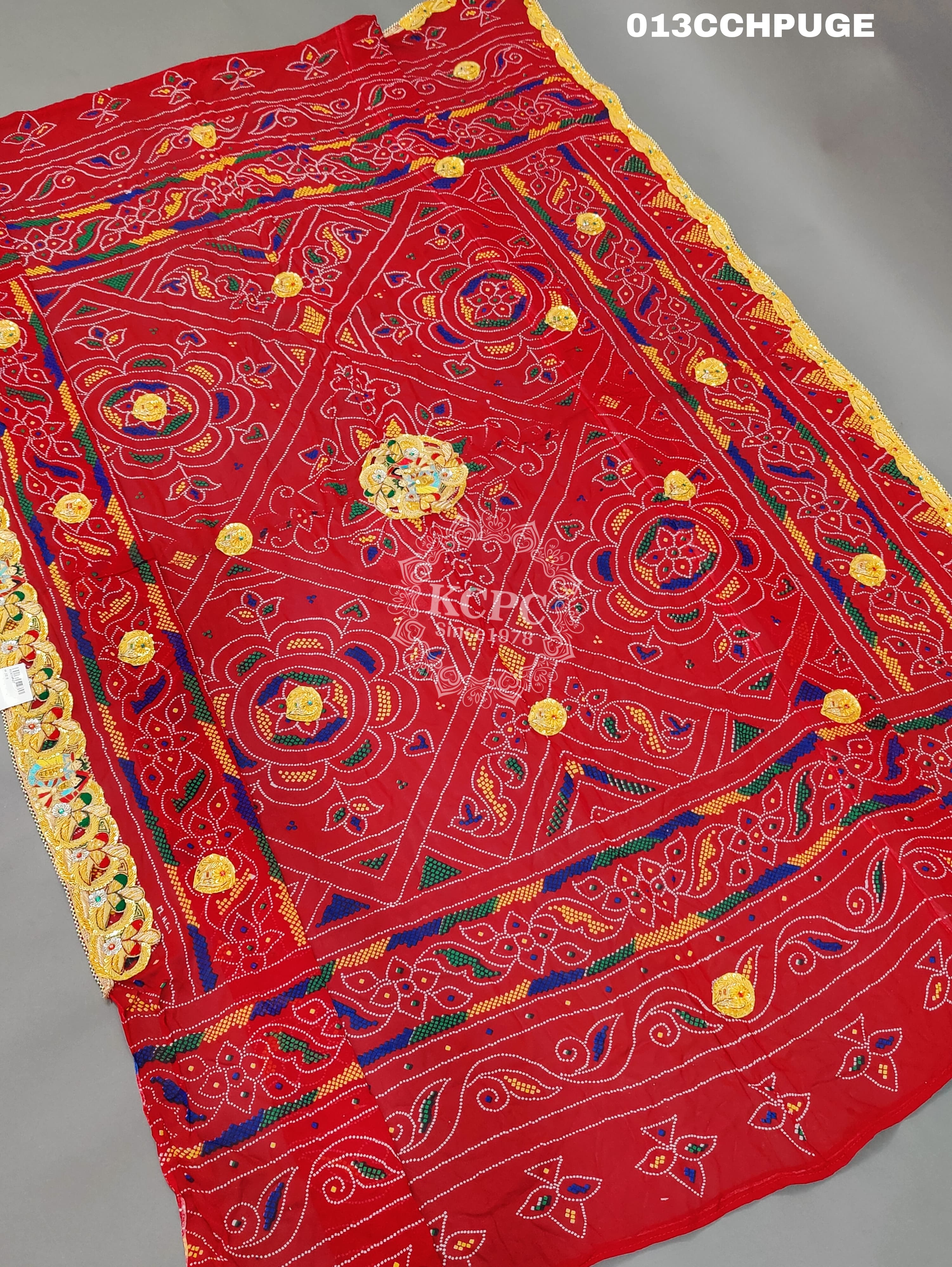 KcPc New Beautifull Heavy Belbuti jaipuri Odhna Chunri(Pure Georgette Fabric)
