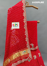 Gaji silk With Gotapatti work Lehenga inred colour