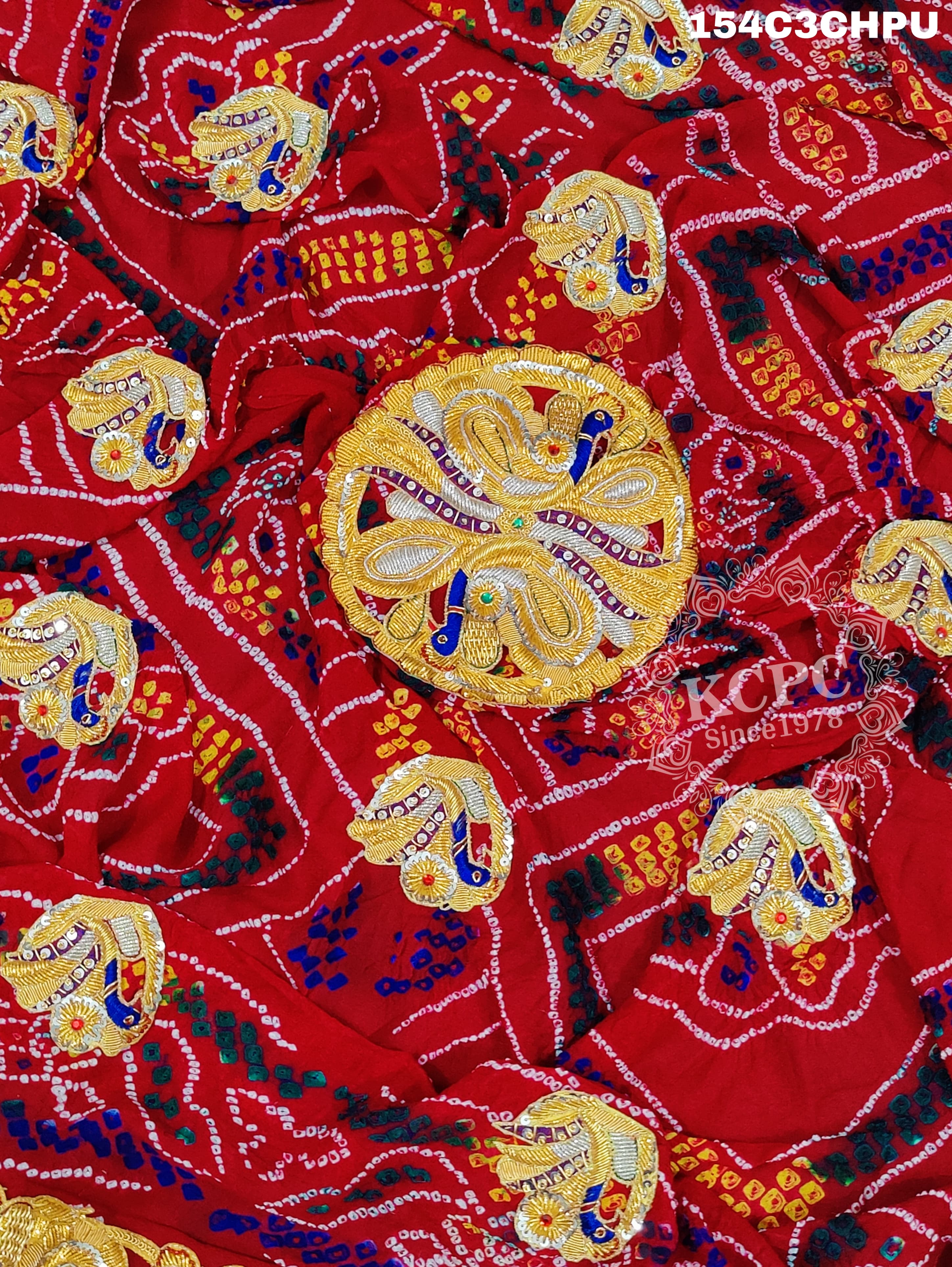 KcPc Peacock belbuti jardozi kolkata rajasthani Chunri (Pure Ojariya fabric)