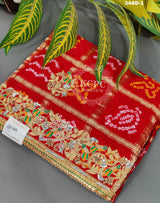 KcPc Pure Gaji Silk Bandhani Ghatchola in Kolkata Zardozi work Chunri Dupatta