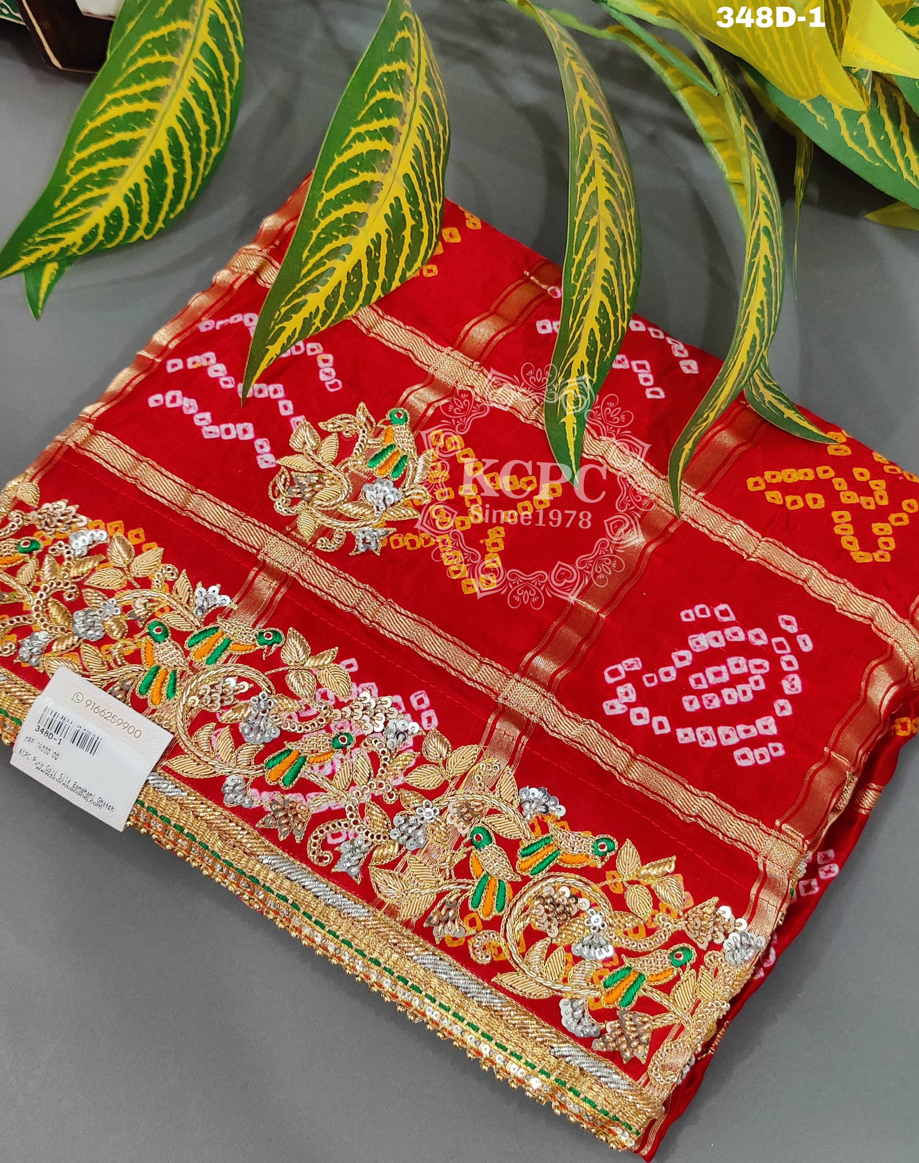 KcPc Pure Gaji Silk Bandhani Ghatchola in Kolkata Zardozi work Chunri Dupatta