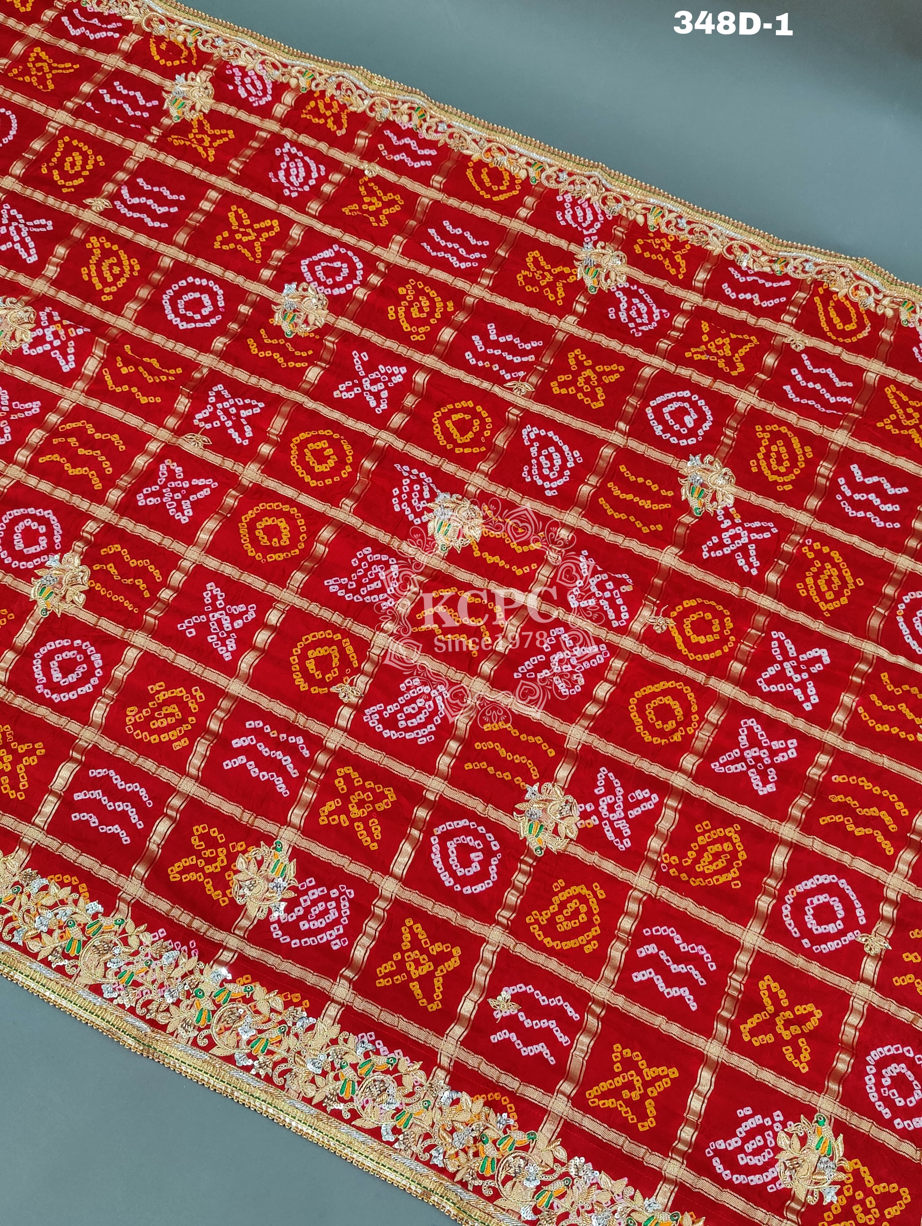 KcPc Pure Gaji Silk Bandhani Ghatchola in Kolkata Zardozi work Chunri Dupatta
