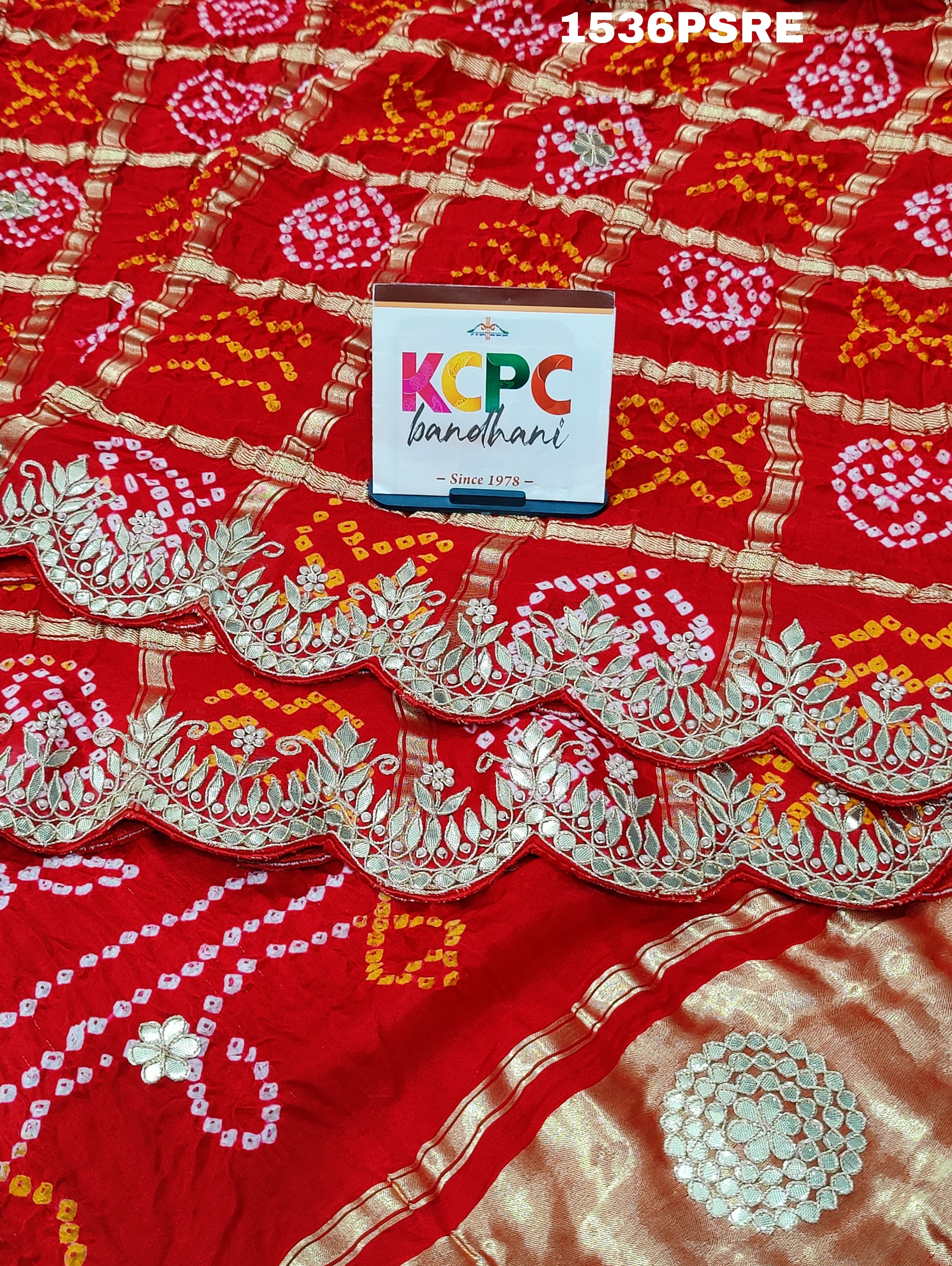 Gaji silk Gharchola Bandhani Gota patti Work Saree for royal traditional weddings