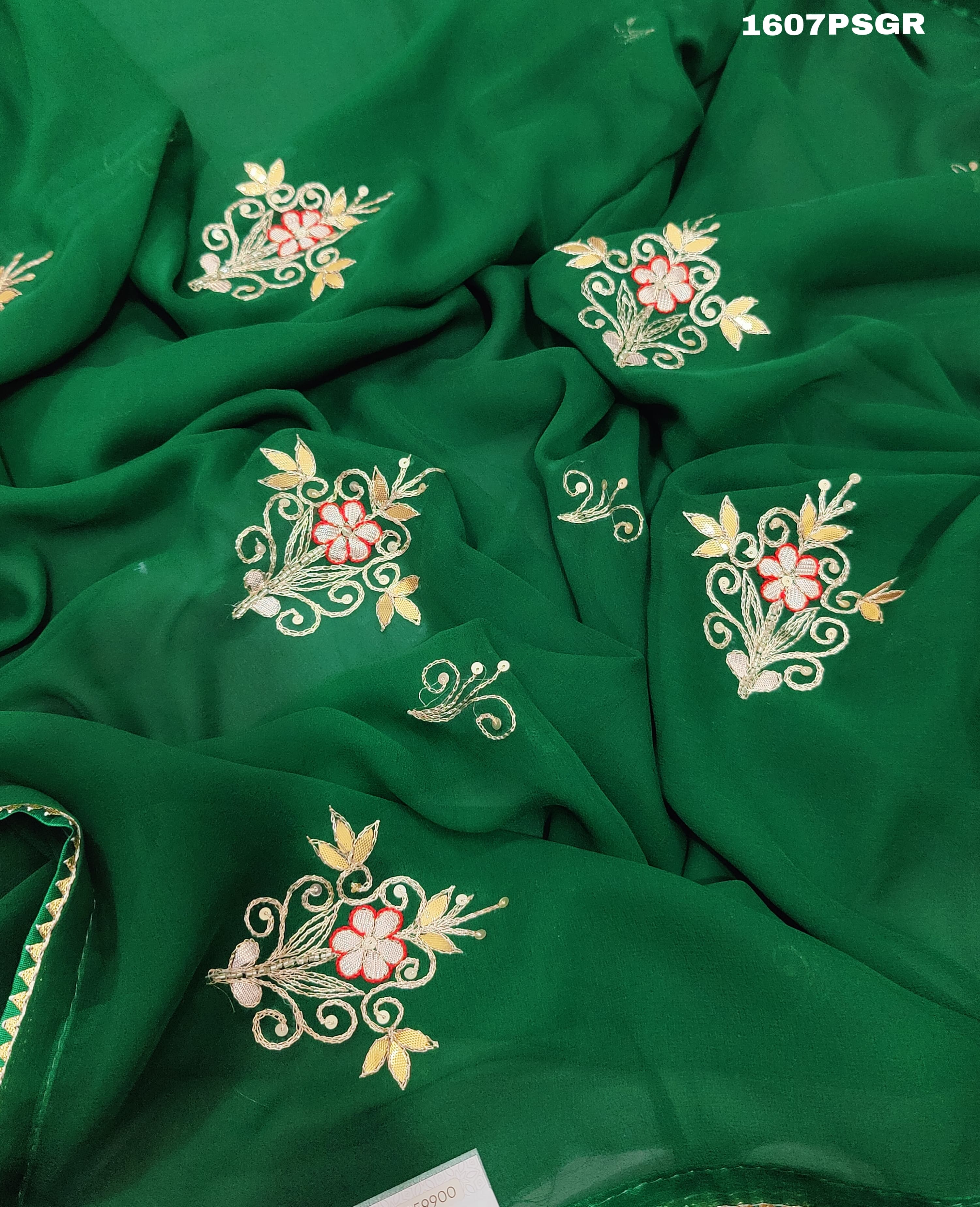 Chiffon Gota patti Work Lightweight Sareefor festivals in green colour