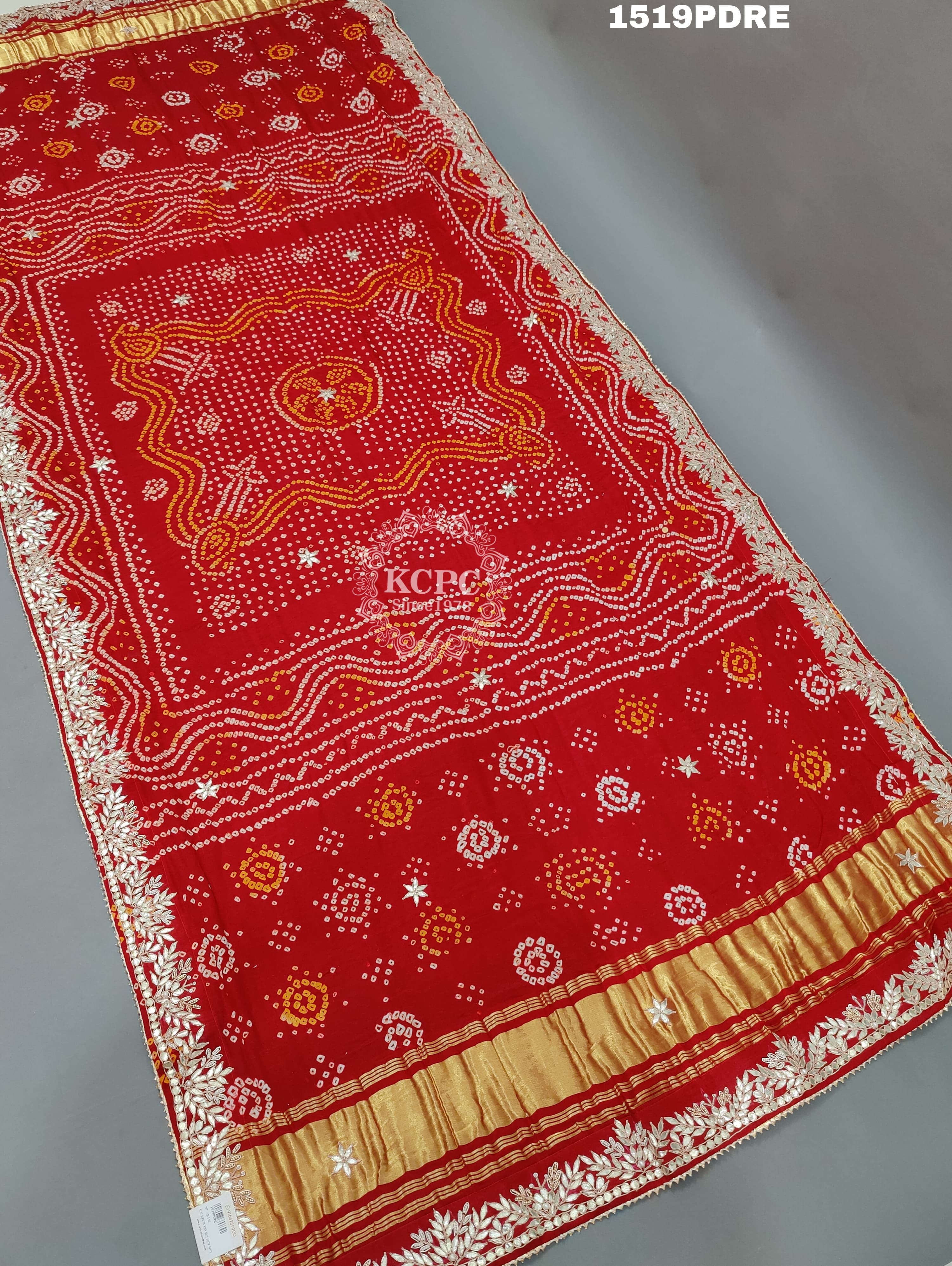 KcPc Beautiful Pure Gaji Silk Bandhani Gotapatti Work Dupatta