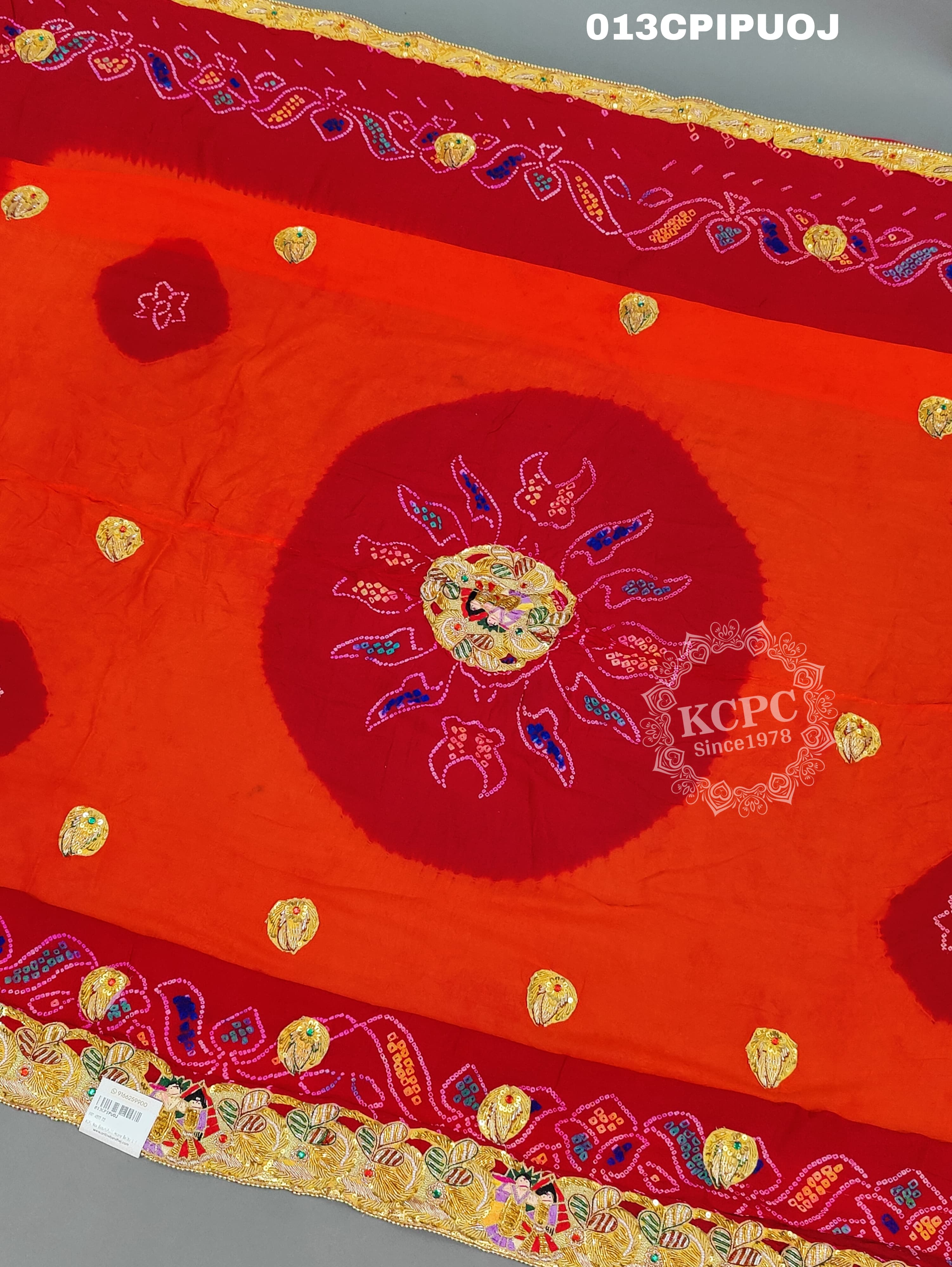 KcPc New Beautifull Heavy Belbuti jaipuri Odhna Pila(Pure Ojariya Fabric)