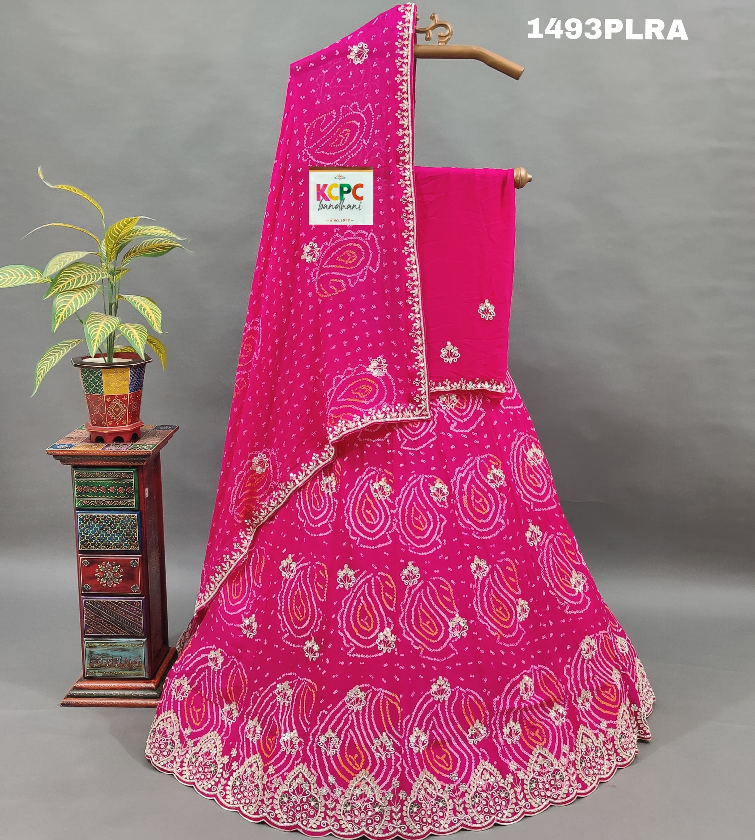 KcPc Designer Pure Ojariya Chinon Cutdana Gota patti Mirror work Lehenga MAD