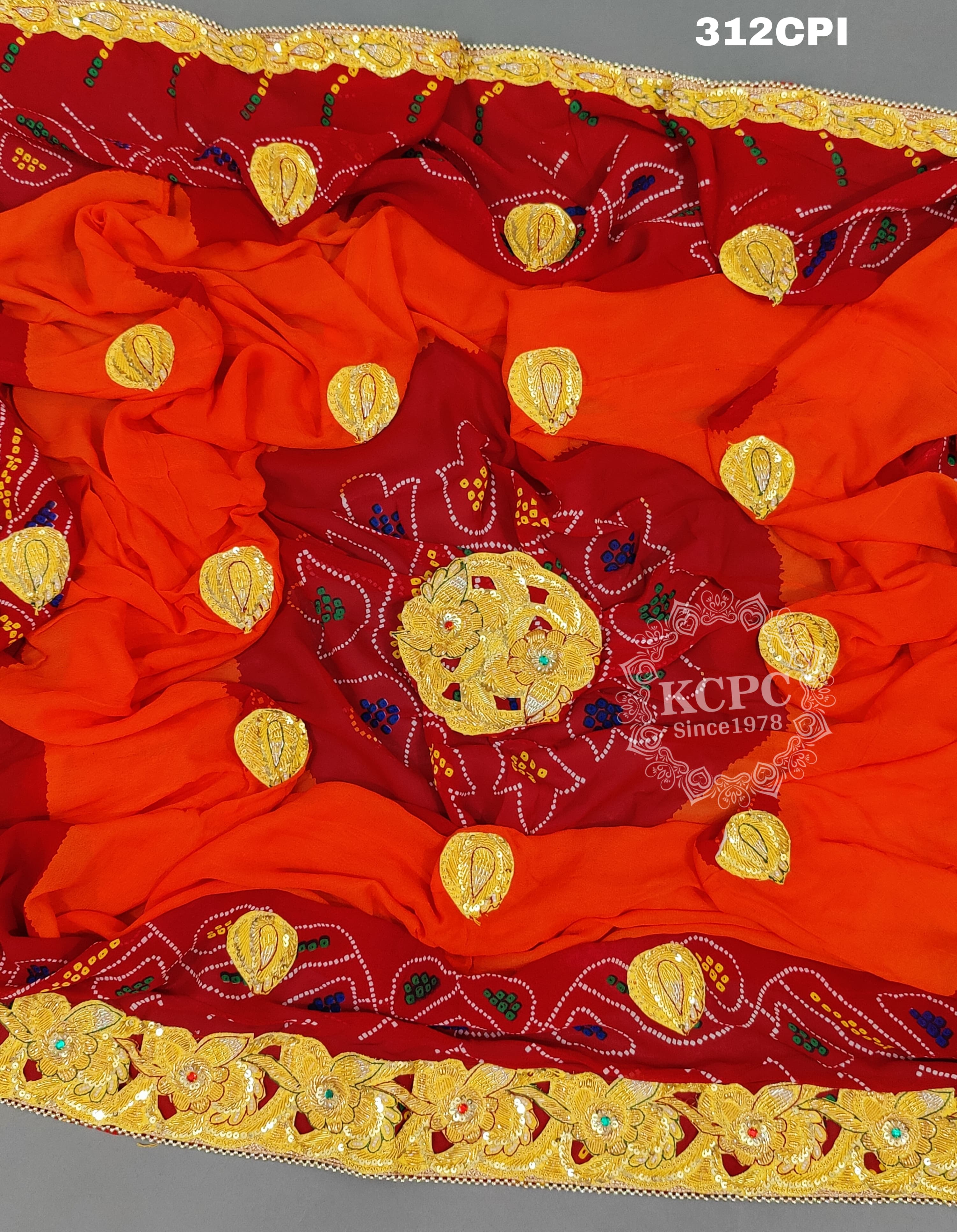 KcPc New Heavy Belbutti Pure Georgette Piliya Odhna