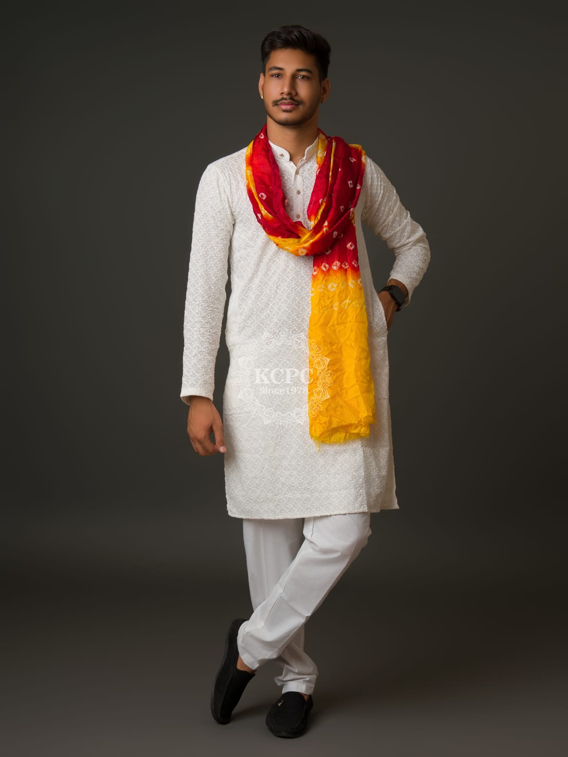 KcPc Bandhej art silk Men's Dupatta For Every Events