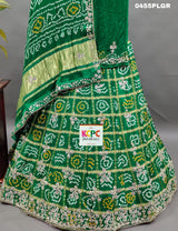 KcPc New Pure Gaji Silk Gharchola Bandhej Mirror Handwork Lehenga Set BTU