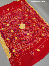 KcPc Latest Ethnic Indian Marriage Bridal Chunri Pila Odhna in peacock belbuti work Chunri (Pure Ojariya Fabric)