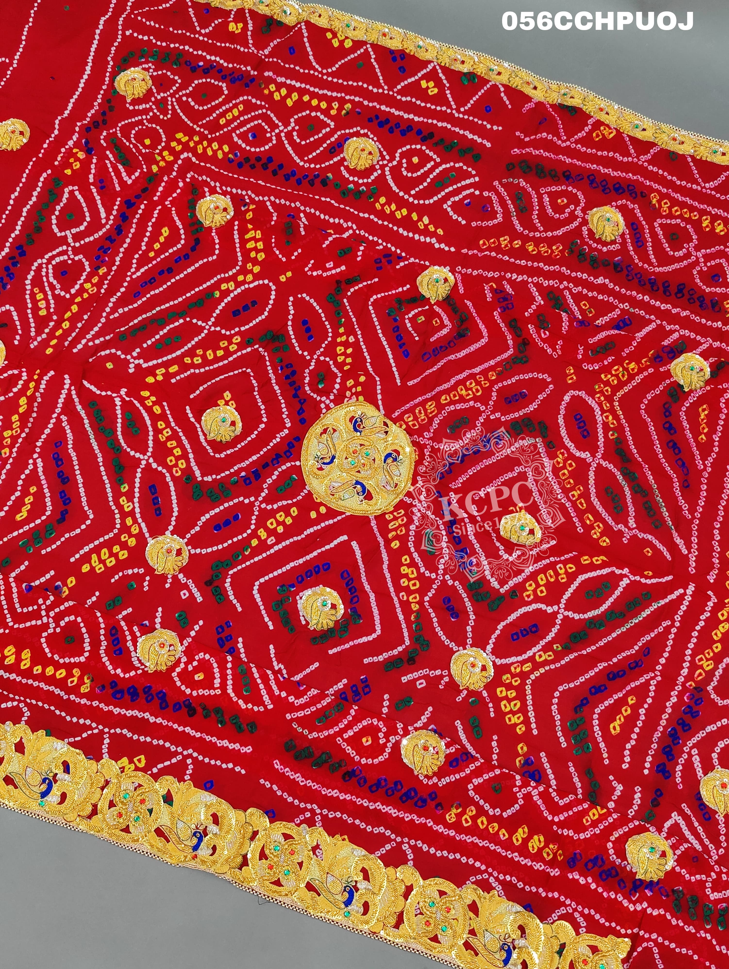 KcPc Heavy Belbutti pure Georgettte Odhna Swastik Belbuti Chunri (Pure Ojariya Fabric)