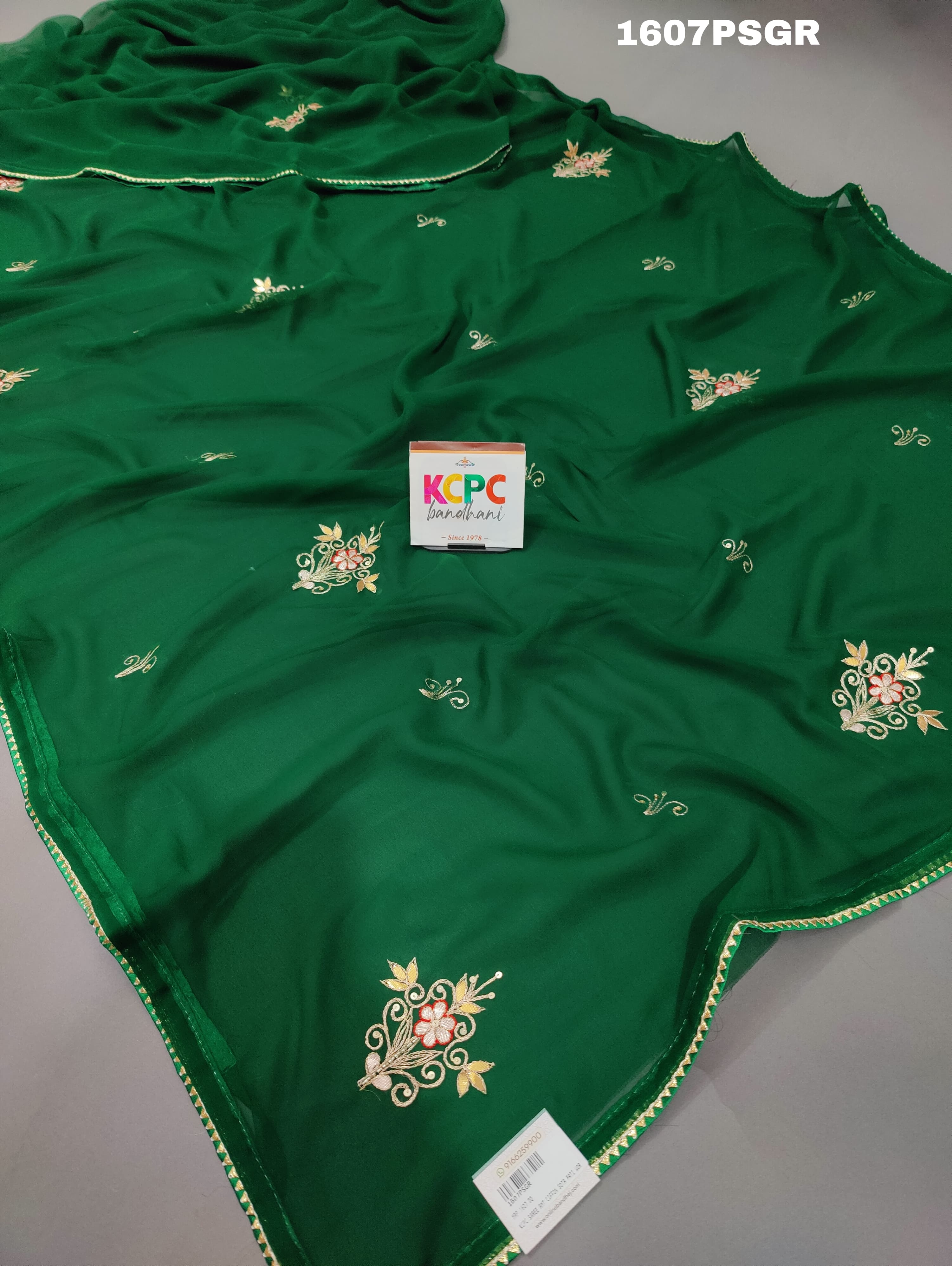 Chiffon Gota patti Work Lightweight Sareefor festivals in green colour