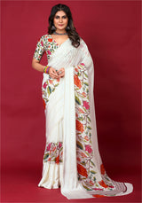 flower printed chiffon saree under 1000