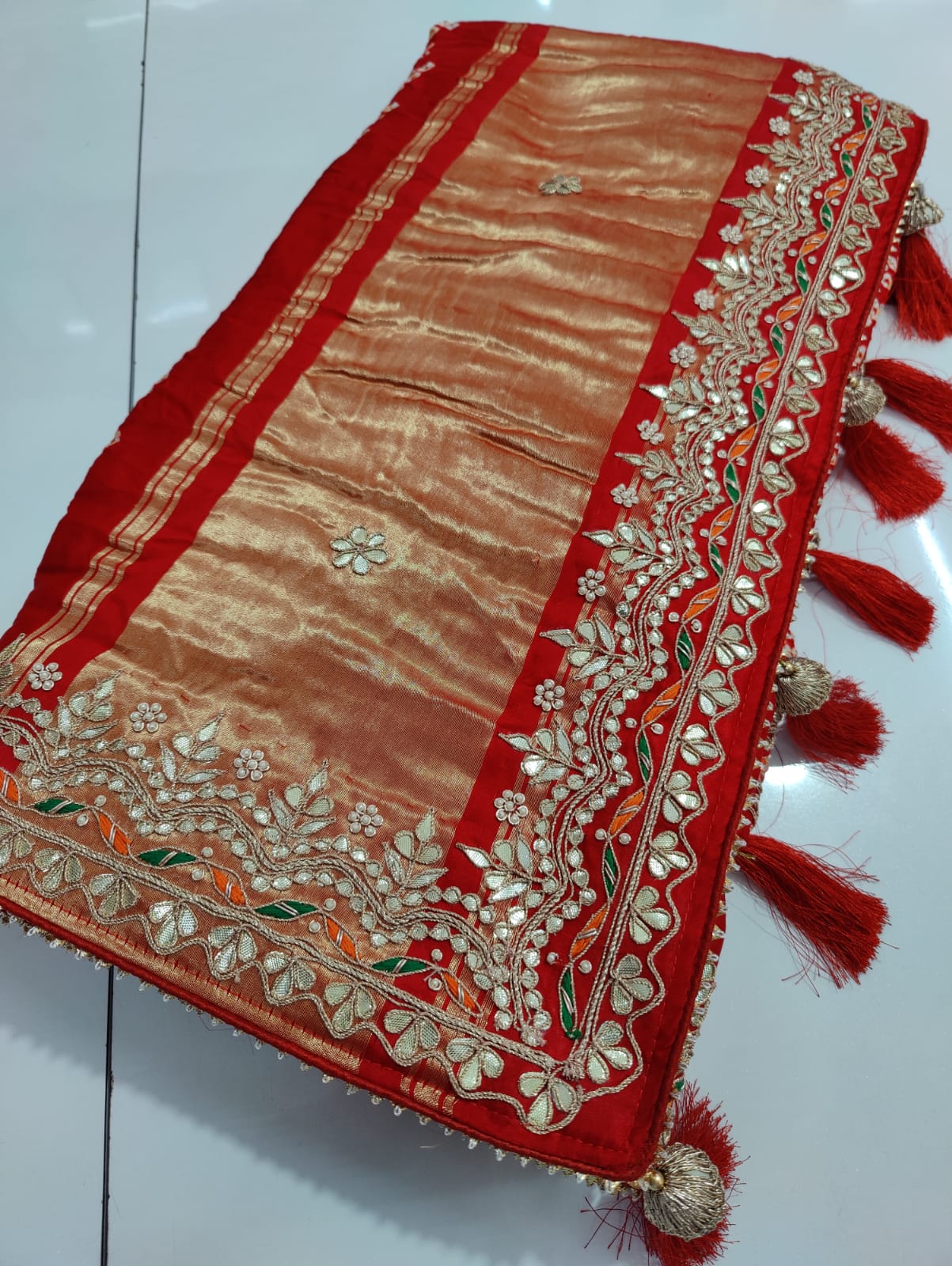 Pure Gaji Silk saree handmade gotapati work